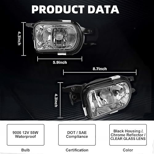 Miniatura 3 de TULALUX Faros antiniebla para Mercedes Benz C200 C230 C240 C320 C350 CL55CL65SL55SL65 AMG CL500 CL600 CLK320 CLK500 SLK350 Base SL500 SL550 SL600