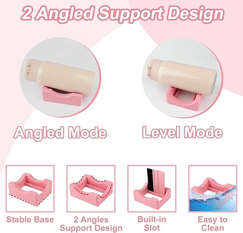 Miniatura 3 de Silicone Cup Cradle for Tumblers,2 Pack Tumbler Holder for Crafts with Built-in Slot and Felt Edge Squeegee,Small Cup Cradle Use to Apply Vinyl Rosa