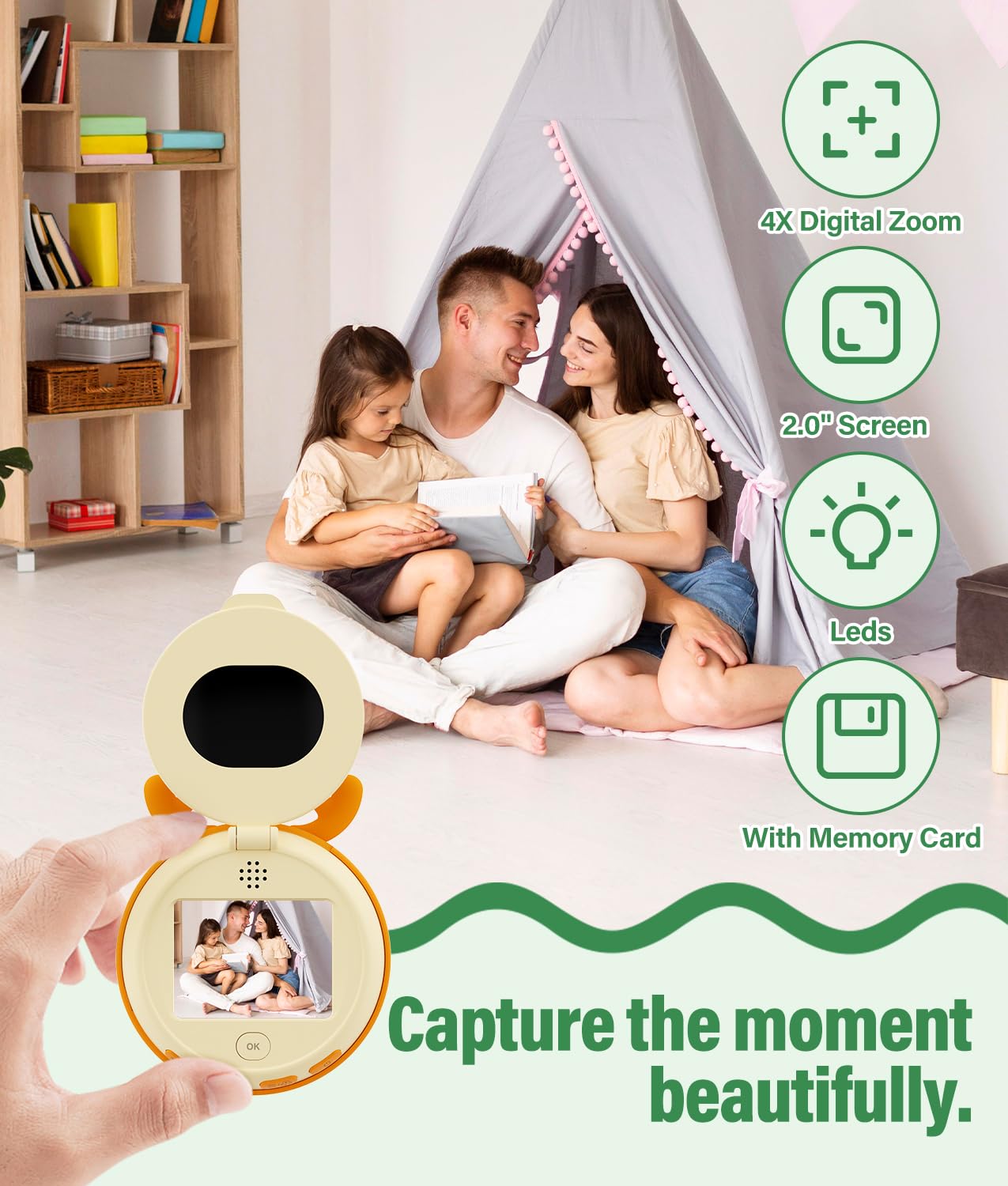 WADEO Microscopio per Bambini, [Scattare Foto e Registrare Video] [2.0" Schermo HD] Mini Portatile Microscopio Elettronico, Regalo Educativo per i 3-12 Anni