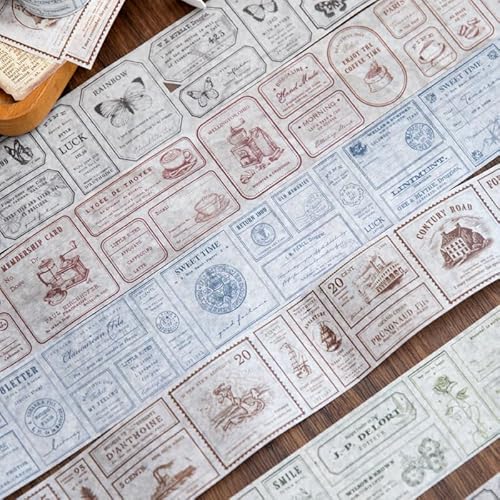 Alideco 6個 マスキングテープ かわいいロヴィンテージラベル 和紙 粘着 テープ 広幅 DIY おしゃれ マステ シール (jiyihuisu)