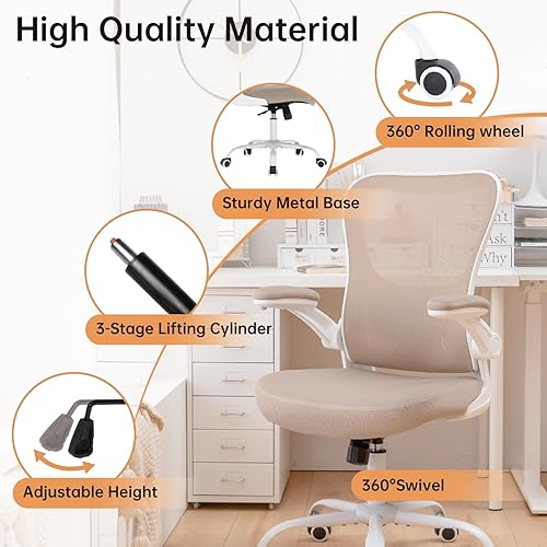 Miniatura 8 de Silla de oficina ergonómica, silla de escritorio giratoria de piel sintética con soporte lumbar, altura ajustable, silla ejecutiva con reposabrazos