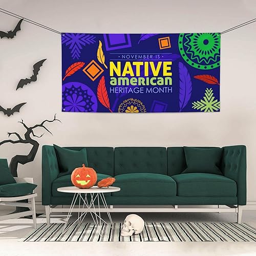 Miniatura 68 de Telones de fondo del mes de la herencia de los nativos americanos para fiestas de vacaciones, fondo de fotografía para interiores y exteriores, Negro