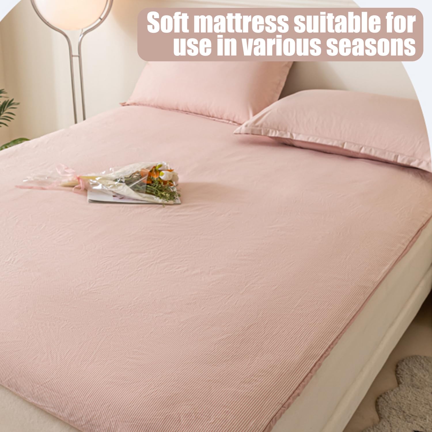 Rosa,90x190cm, Pavimento Futon Materasso Copertura Queen/King/Full Size Pelle Amichevole Giapponese Materasso Futon Cover Slipcover Futon Completo Dormitorio per Camera da Letto