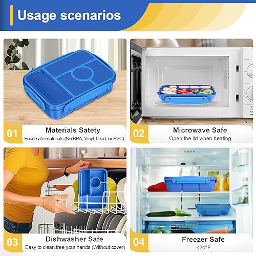 Miniatura 6 de Lonchera Bento para adultos, para niños, contenedor de almuerzo para adultosniñosniños pequeños, lonchera Bento de 5 compartimentos con vontainers