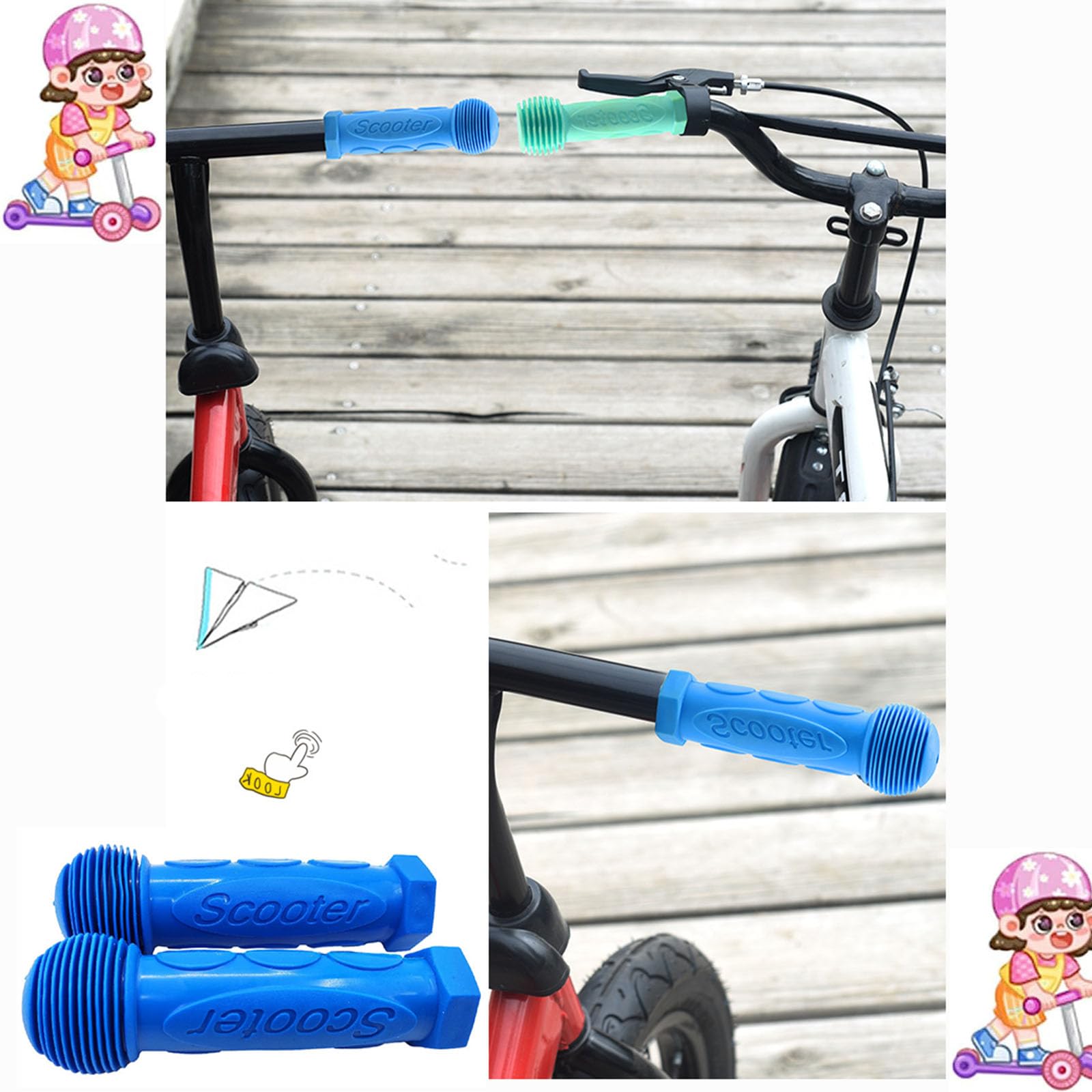 KIDOFLY 2 Paar Mini-Fahrradgriffe – Rutschfestes Gummi, 9 Cm Lang, Für Kinderfahrräder & Roller