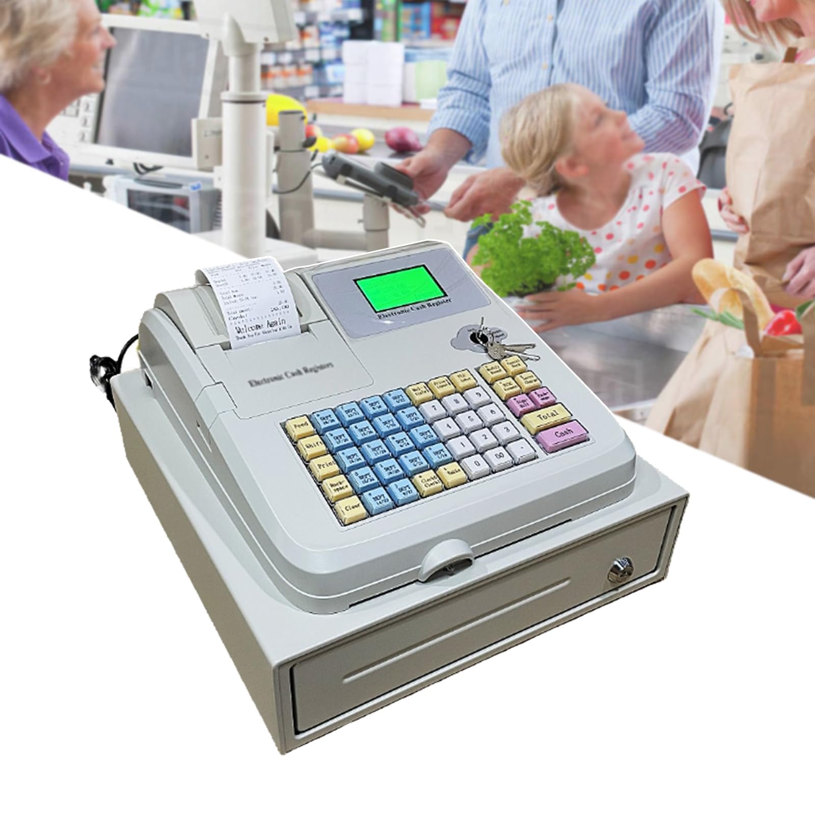 Caisse enregistreuse électronique pour traiteurs et supermarchés avec affichage 8 chiffres