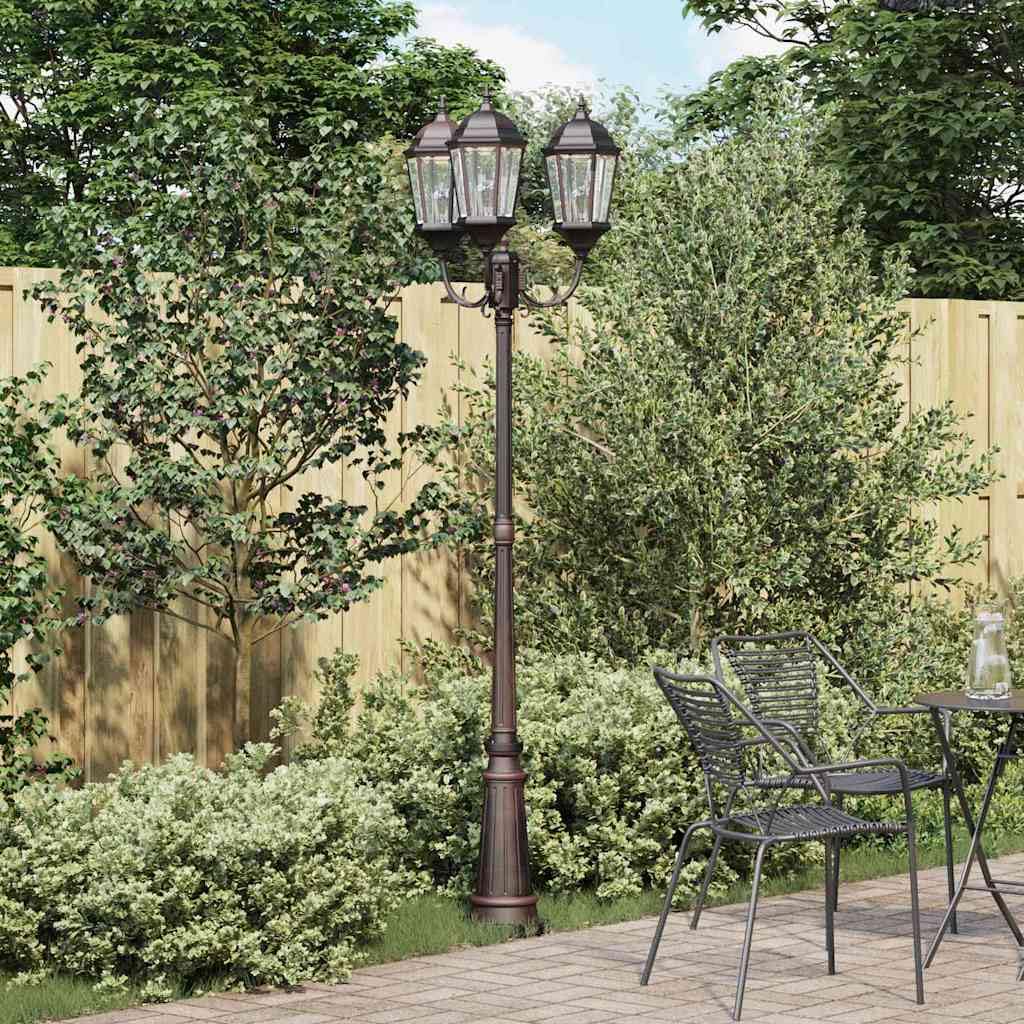 vidaXL Luce da Giardino Bronzo 61 x 53 x 235 cm Alluminio e Vetro, Lampioni in Alluminio per Giardini e terrazzi, luci robuste per vialetti, Decorazioni Outdoor