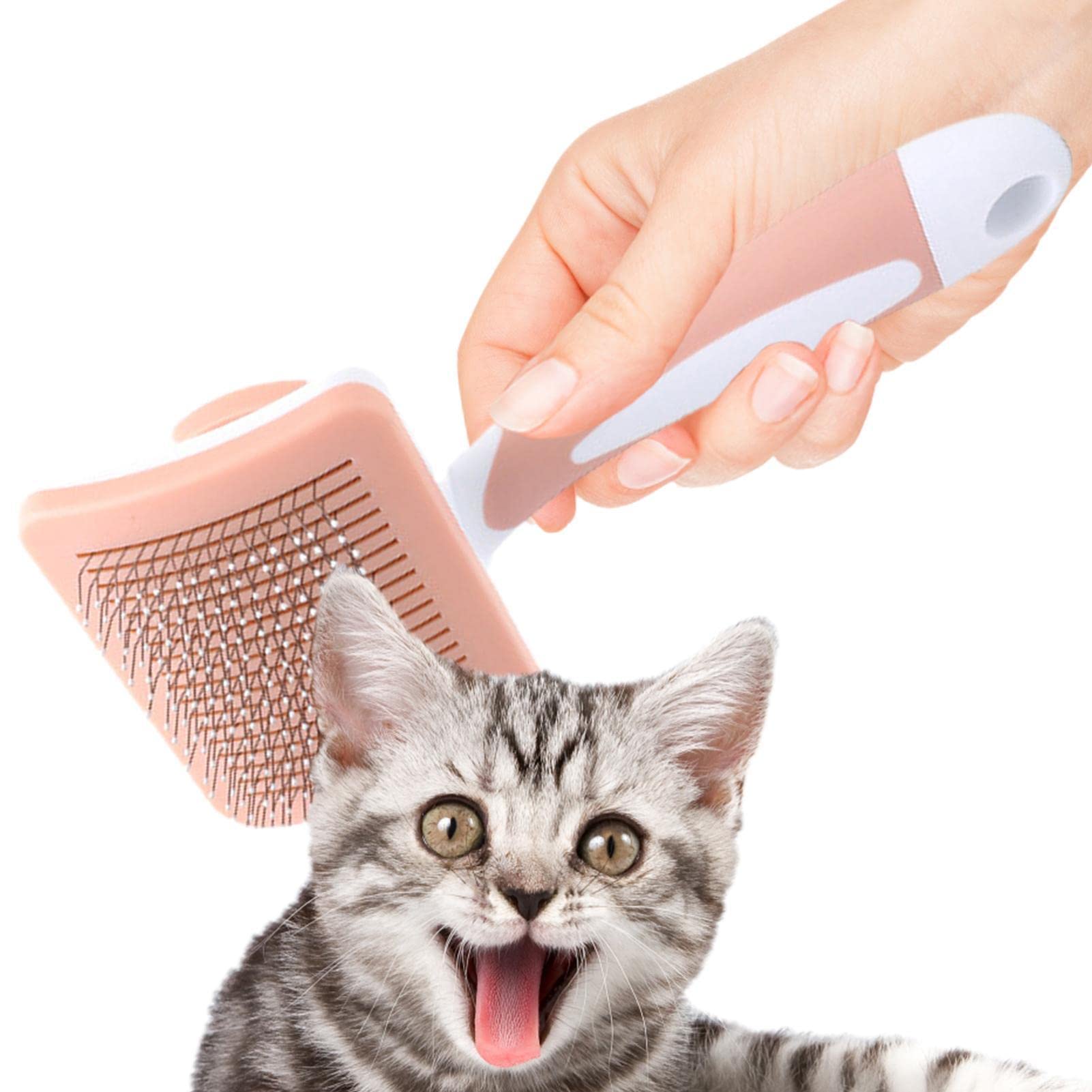 Cepillo autolimpiador para limpieza | Cepillo para peluqueria de perros, gatos, conejitos | Masajeador de herramientas para mascotas con capa base suelta fácil de quitar (Color : Mandarina Canela Medi