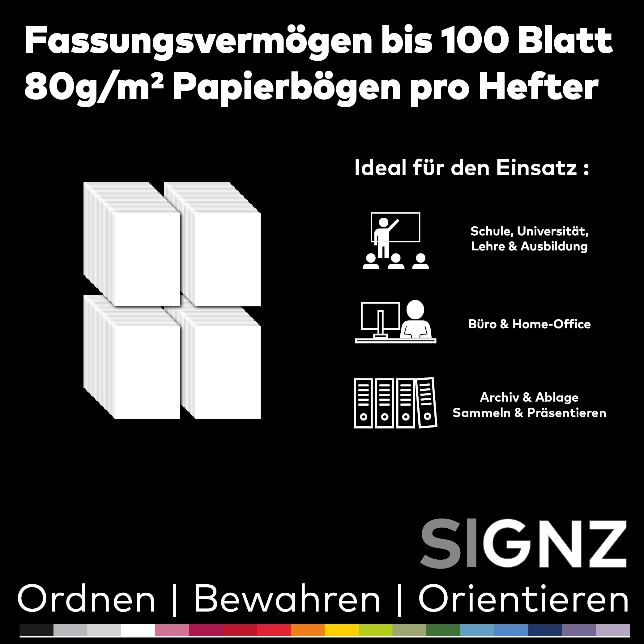 SIGNZ Skoroszyt DIN A4, stabilny, 11 sztuk, przezroczysta pokrywa, neutralny pod względem emisji CO2, wyprodukowany z tworzywa sztucznego (PP), wyprodukowany w Niemczech (czarny)