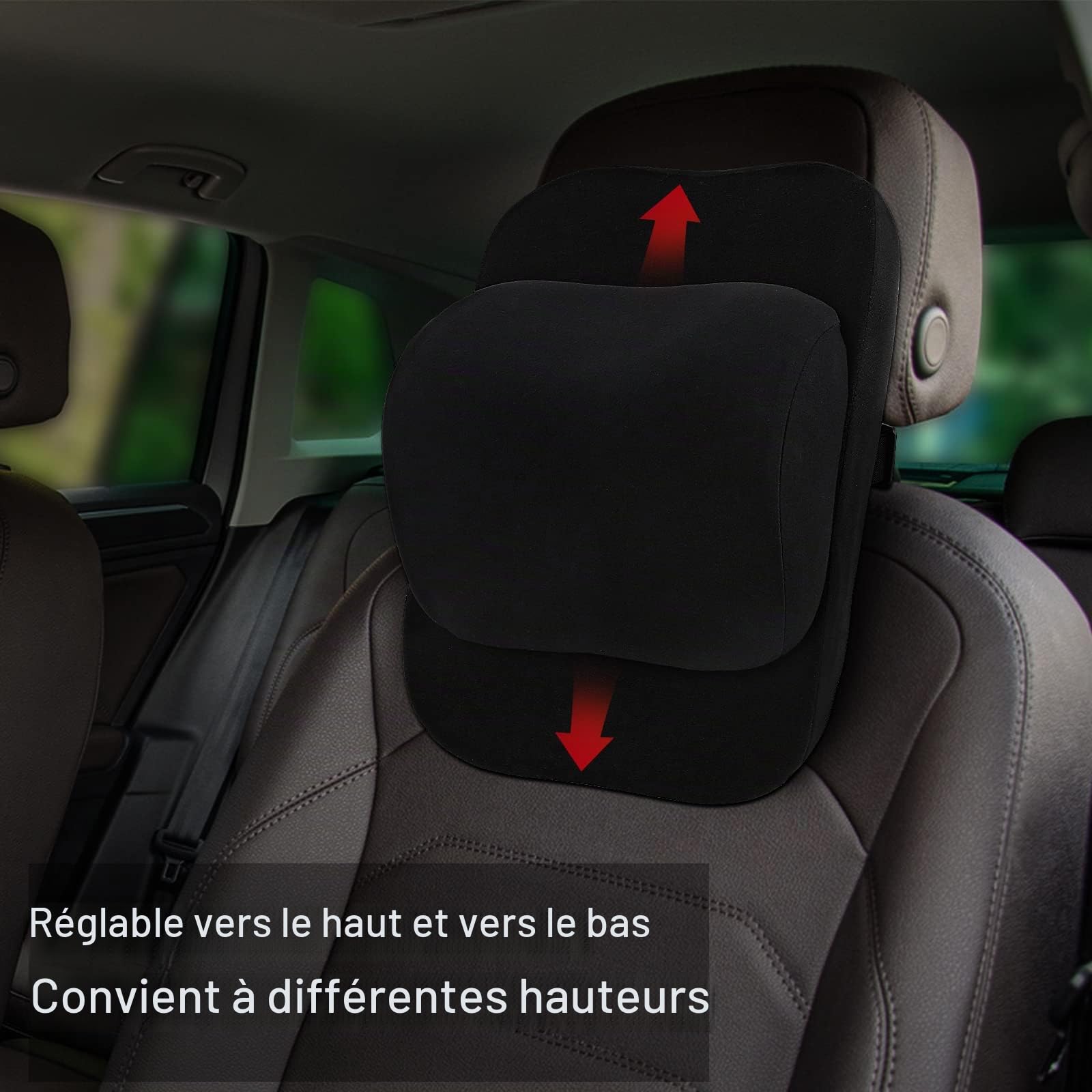 ZATOOTO Coussin Appuie Tete Voiture, Réglable Repose Tete Voiture Cervicales pour Siège de Conduite, Oreillers pour Nuque en Voiture pour Conduite (Noir)