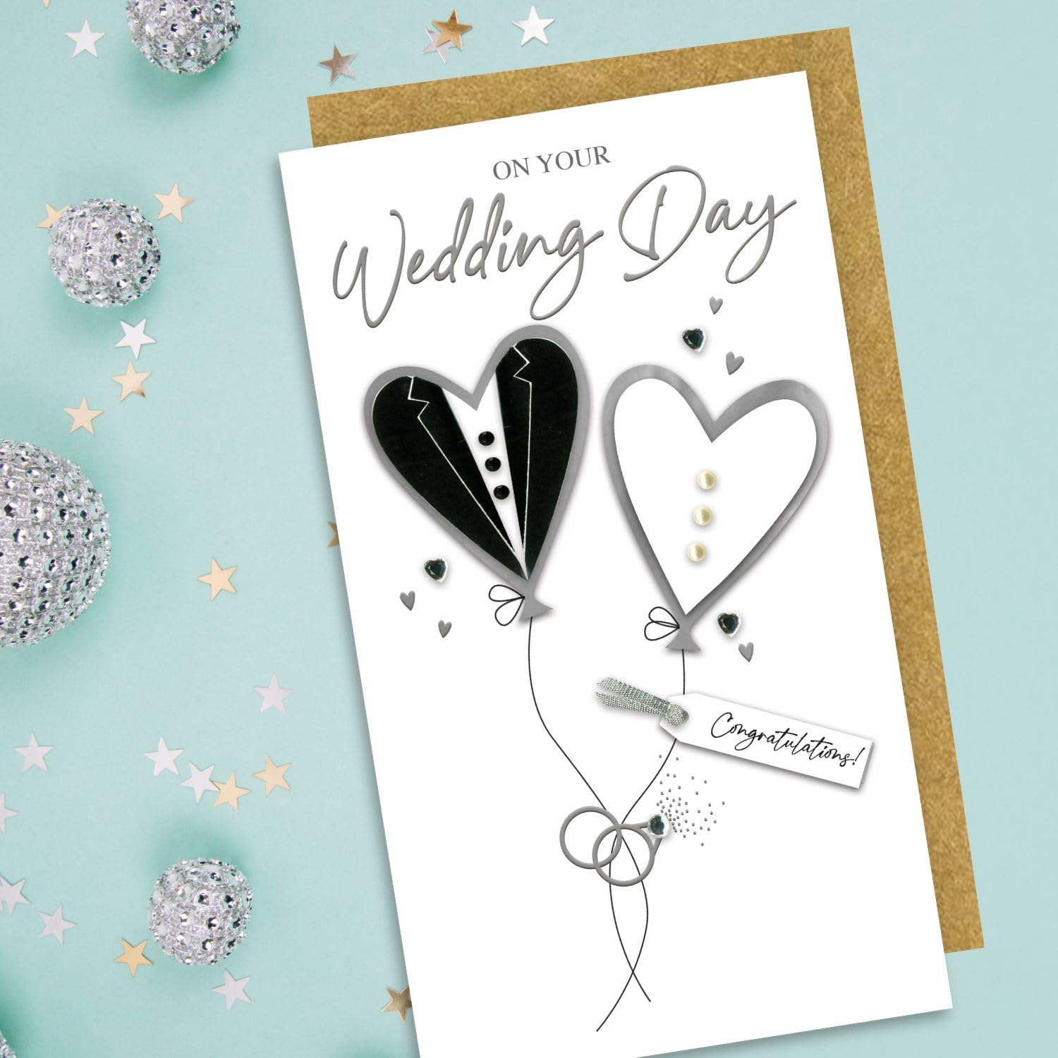 Congratulations On Your Wedding Day Hand-Finished Champagne Wedding Card JGS773 - Image 4