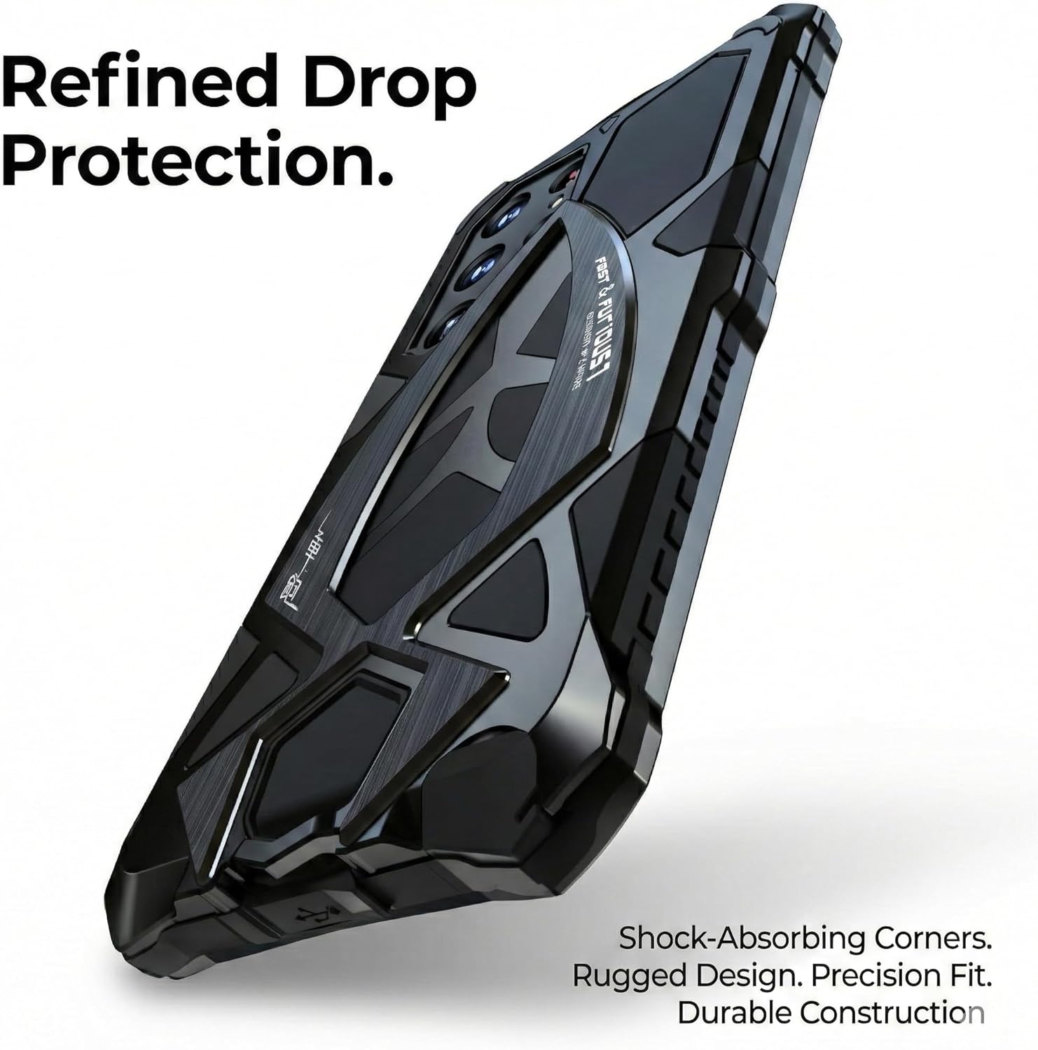 Aluminum Full-Body Case for Samsung Galaxy S24 Ultra, Screw-Lock Metal Cover, Built-in Screen Protector, Raised Bezels, Black