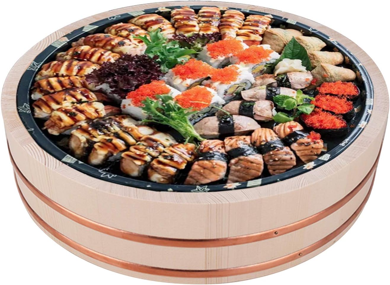 Wooden Sushi Rice Mixing Tub Sushi Rice Bowl Home Kitchen Accessory Tool for Sushi Restaurant,33x7.5cm (48x12cm)