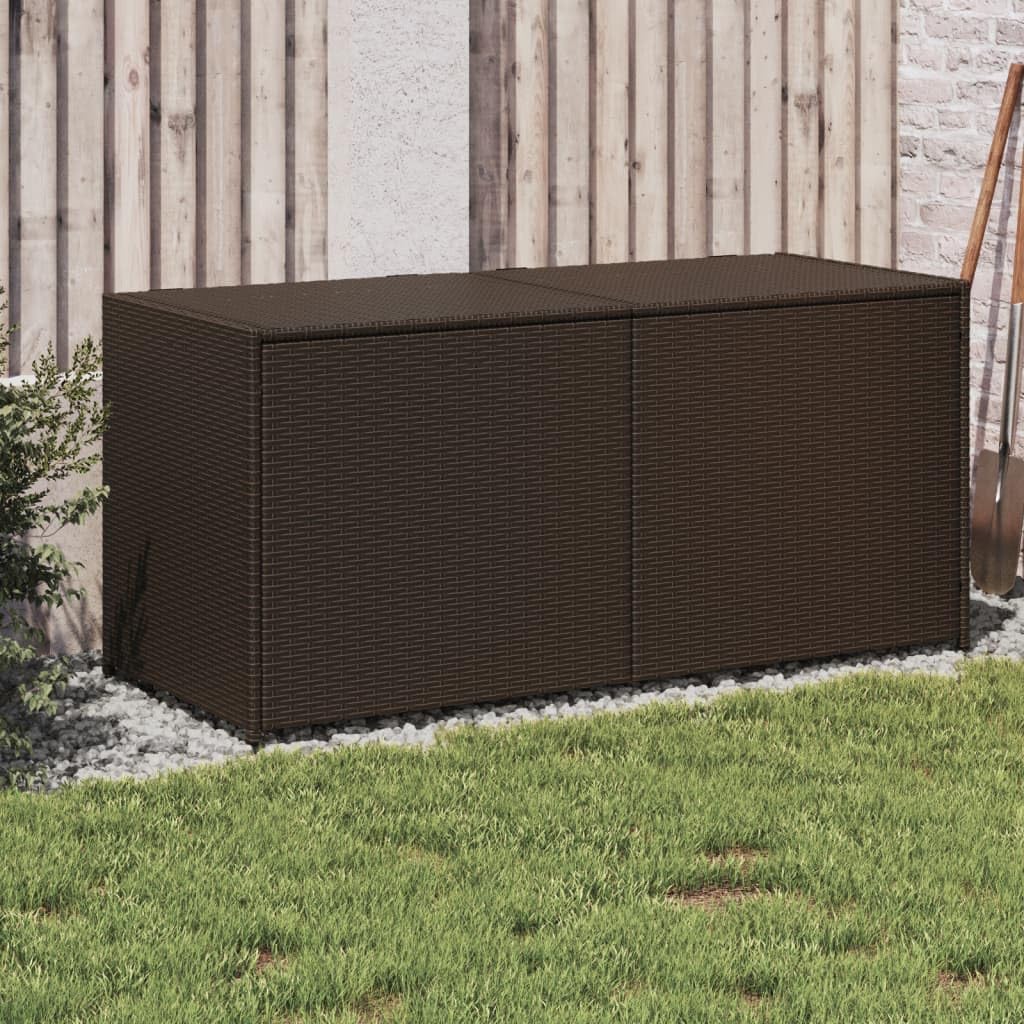 Brown PE Rattan Garden Storage Box Large 283L Capacity Outdoor Storage Chest Patio Storage Box Waterproof Deck Box with Water-Resistant Bag for Cushions and Tools