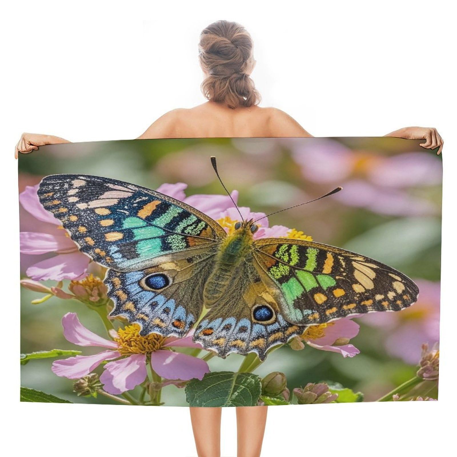 FekiLoot Butterfly Beach Towel Absorbent & Quick Dry Pool Towels 31 X 51 Inches Extra Large Sandfree Beach Blanket Towels Soft Lightweight Travel Towel for Swim Yoga Camping