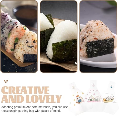 Miniatura 4 de 50 envoltorios desechables de Onigiri con lindo patrón fácil de rasgar para bolas de arroz Onigiri, sushi y triángulo Kimbap