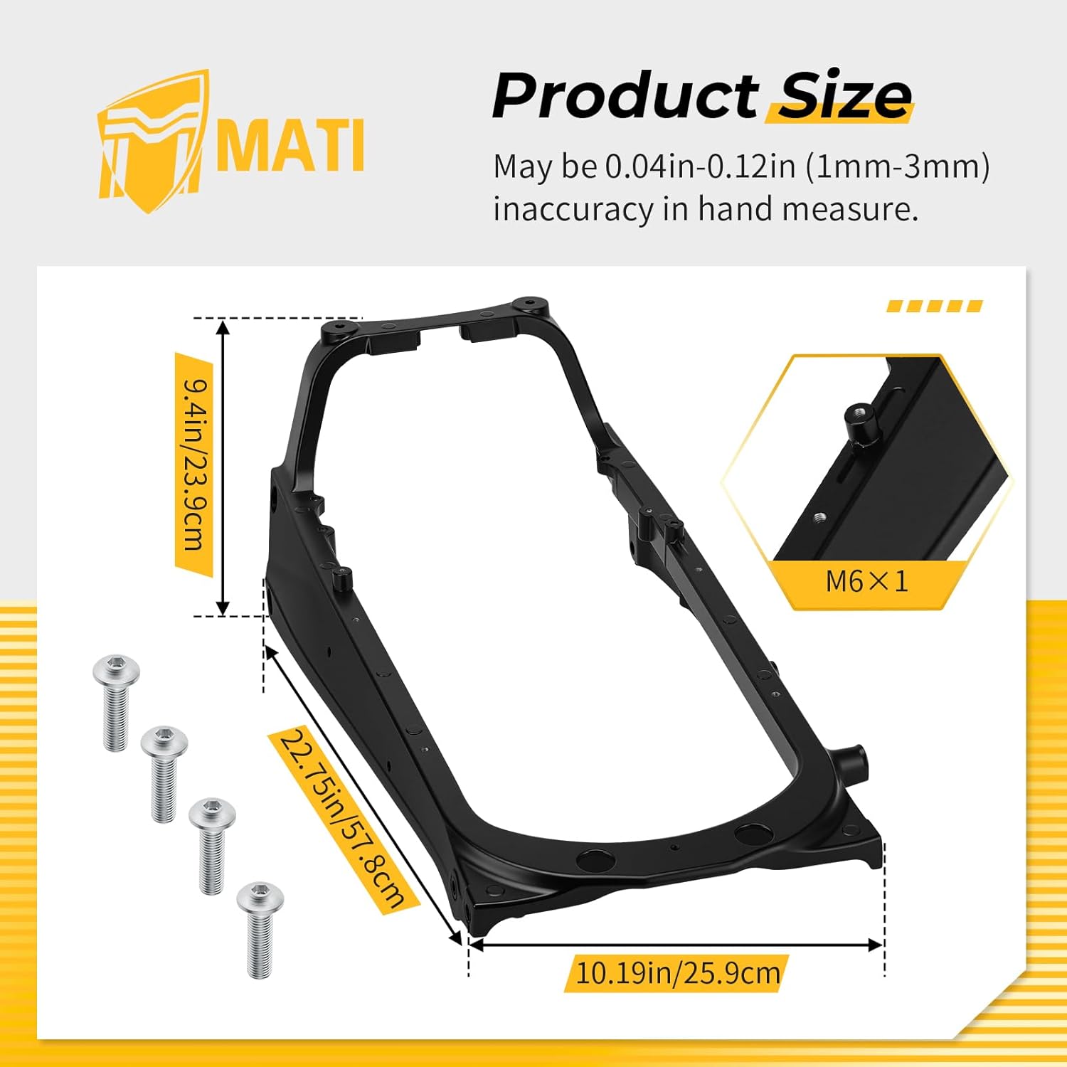 M MATI Heavy Duty Aluminum Black Sub Frame & Bolts for Yamaha Raptor 700 YFM700 Raptor 700R YFM700R 2006-2024 1S3-21190-08-00