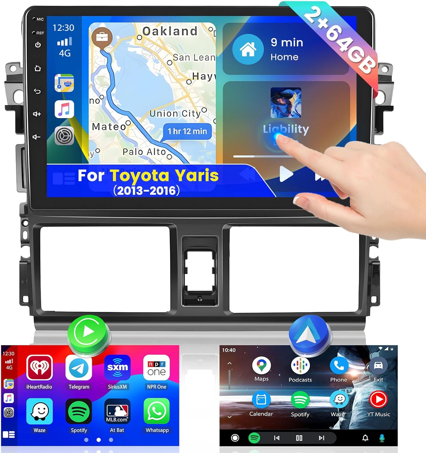 Hikity 2+64G Autoradio per Toyota RAV4 2013-2018 Guida a Sinistra Android 15 Wireless Carplay Radio Stereo Auto con 26UI 10.1 Pollici Schermo Android Auto GPS WIFI BT EQ FM RDS MIC Telecamera