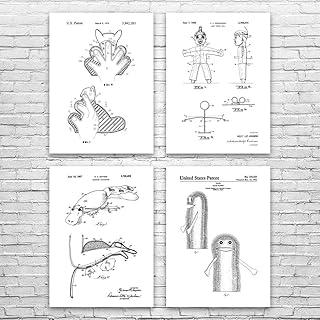 Hand Puppet Patent Posters Set of 4 (5x7), Puppeteer Gift, Toy Collector Gift, Puppet Decor, Hand Puppet Art, Puppet Art Print Black & White