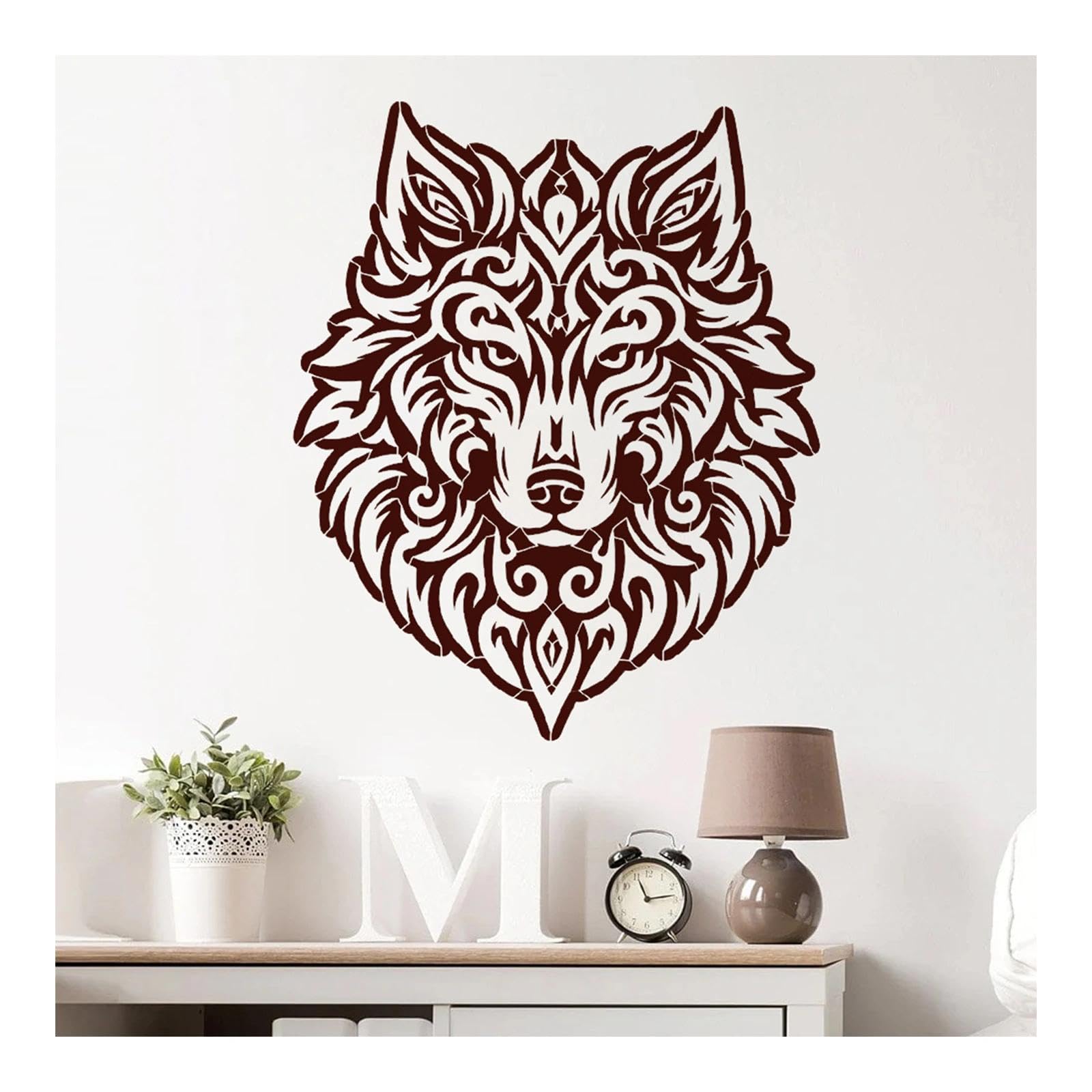 Pochoir mural loup 70x81 cm en plastique réutilisable pour décoration