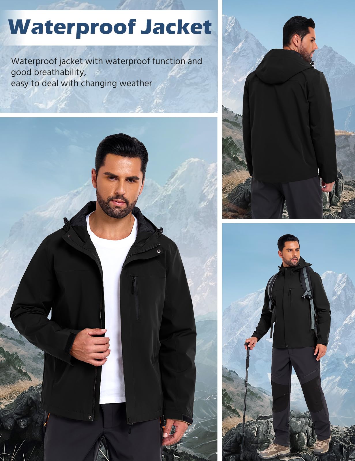 Svanco Giacca Impermeabile Antivento Uomo, Giubbotto Softshell Antipioggia Leggero per Trekking, Vento e Pioggia