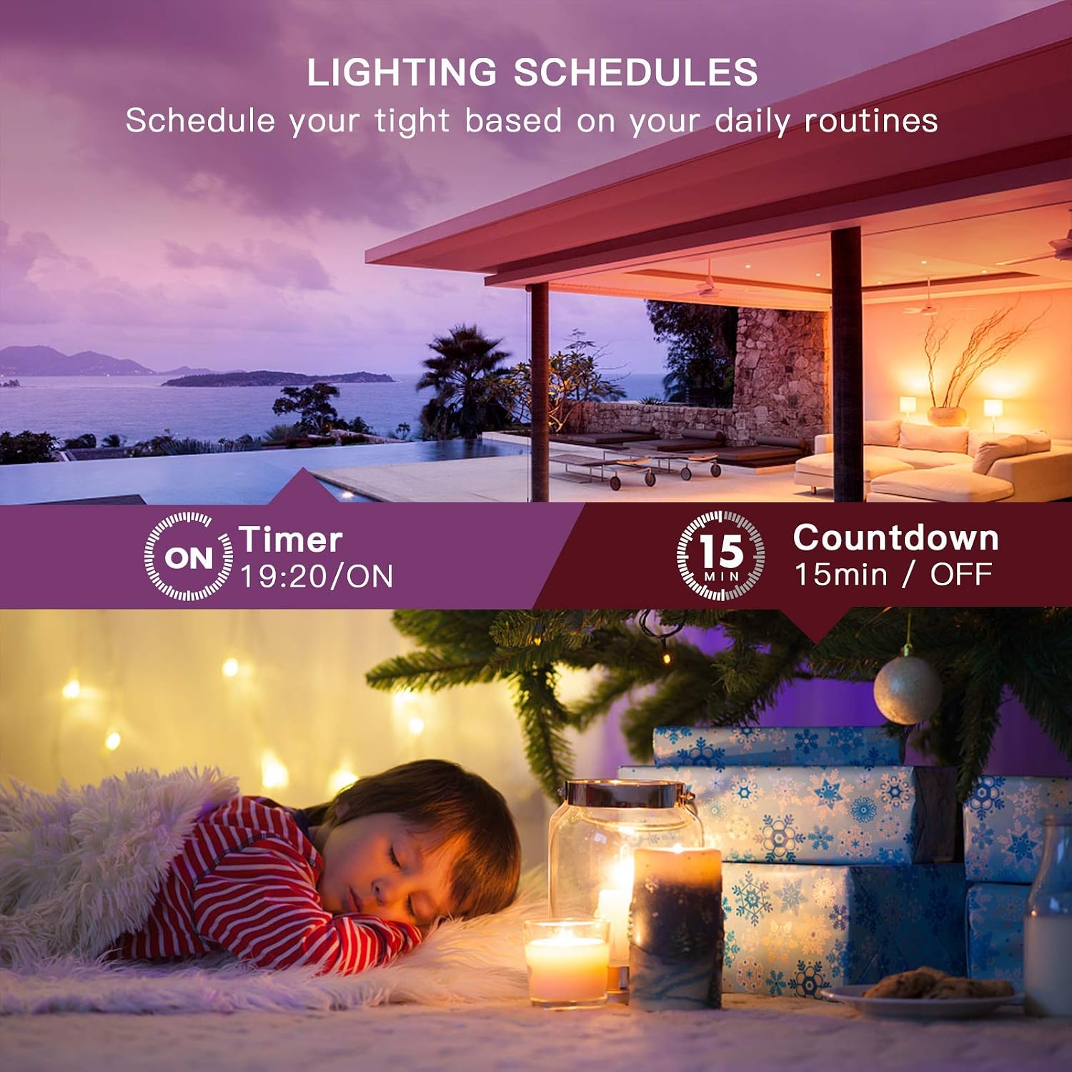 Smart Light Bulbs Work with Alexa, Google Home, A19 E26 Smart Bulb WiFi LED Light Bulbs Dimmable RGB Color Changing Light Bulb Music Sync, 60W Equivalent 800Lumen, Smart Lights No Hub Required, 4Pack