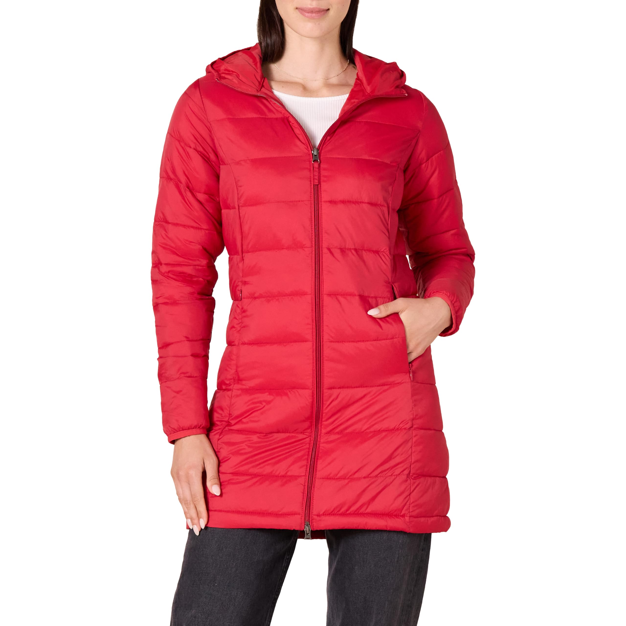 Amazon Essentials Piumino con Cappuccio Leggero con Cerniera Integrale Impermeabile (Disponibile in Taglie Forti) Donna