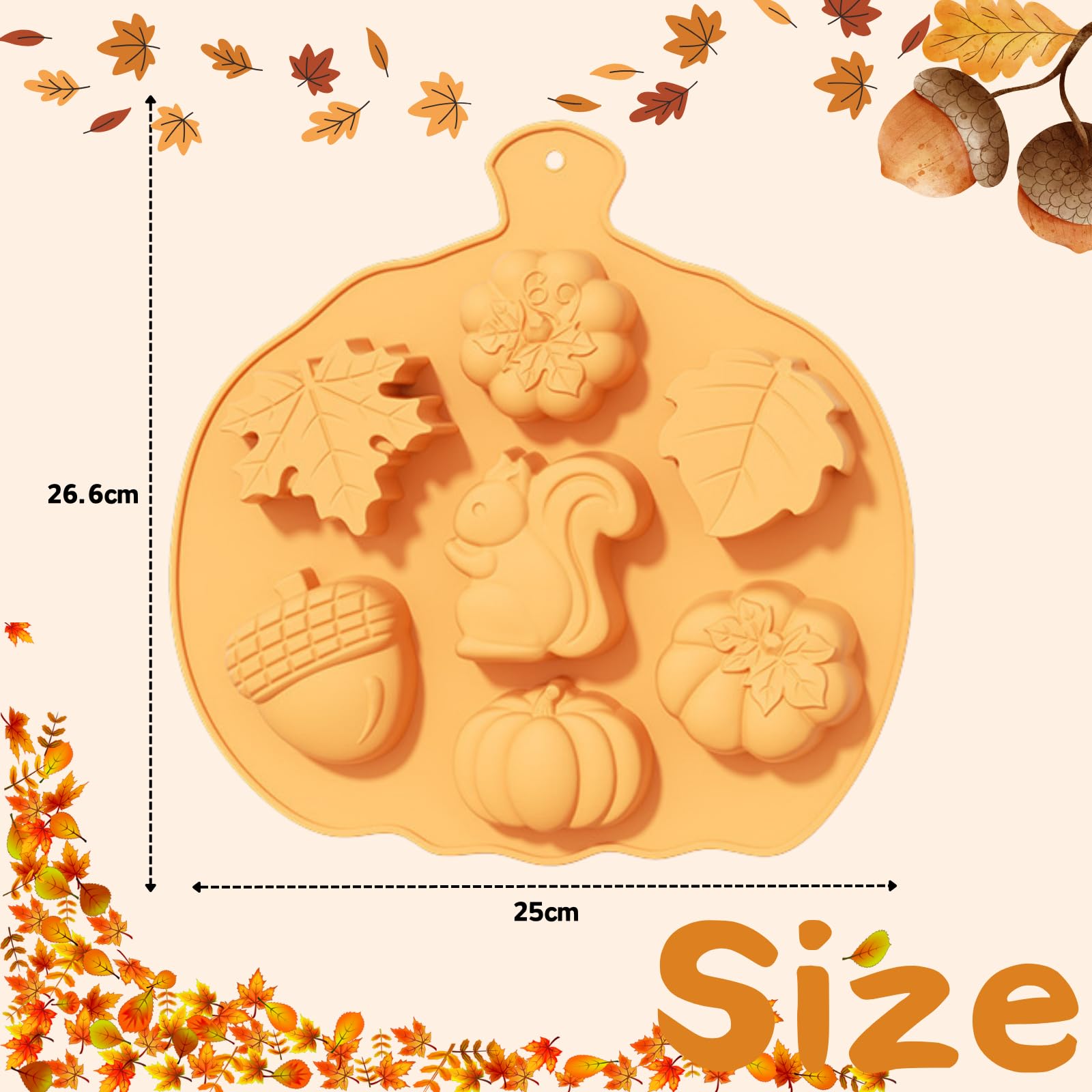 PTaizjjz 1 Pc Autumn Silicone Chocolate Mold,Squirrel Maple Leaf Pine Cone Pumpkin Sugar Pudding Chocolate Candle Soap Cake Decoration Molds for Autumn Thanksgiving Day - Image 2
