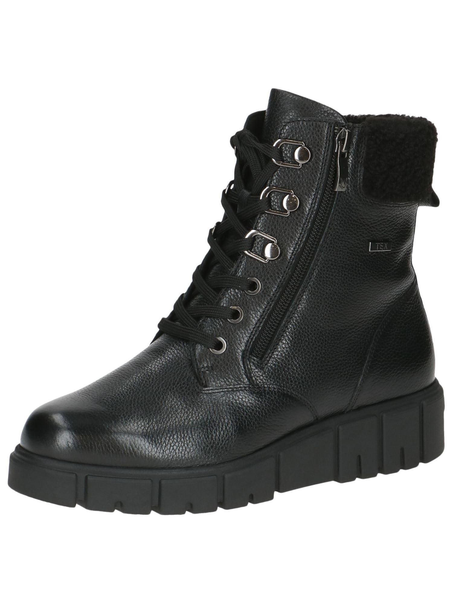 CAPRICE Women's lace-up ankle boots lined water-repellent, Black (Black Nappa), 3.5 UK