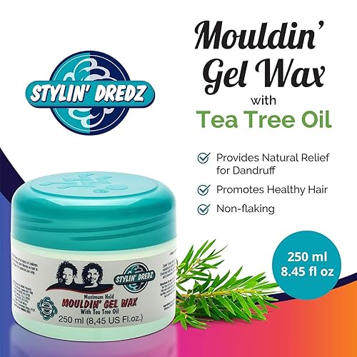Miniatura 3 de Stylin Dredz Mouldin' Gel Wax - Loc n Twist Gel - Cera de gel para rastas con aceite de árbol de té, 8.5 fl oz individual