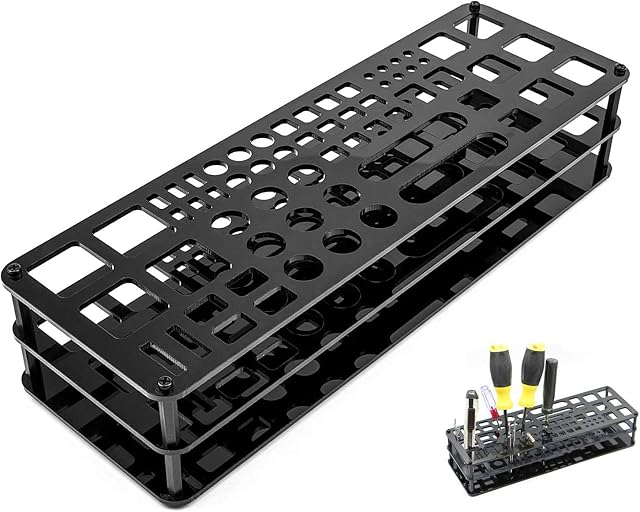 63 Holes Screwdriver Organizers Storage Rack Multi-function Tool Stand Acrylic for Workshop Tools Tray Screwdriver Tweezer Brushes Pens