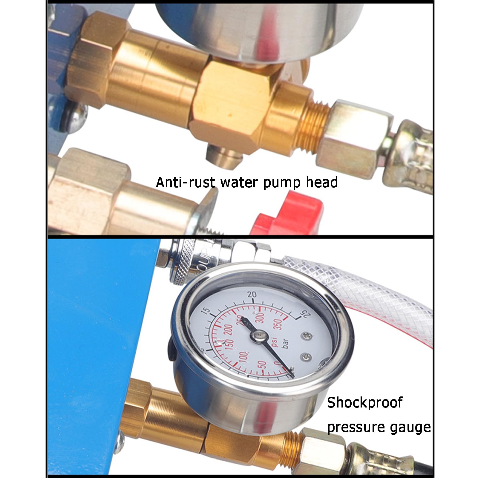 Bomba eléctrica de prueba de presión, herramienta de prueba hidrostática para lavado de coches, flujo máximo 9 l/min, medidor de presión 0-12 kg/cm², ideal para tuberías de calefacción de agua