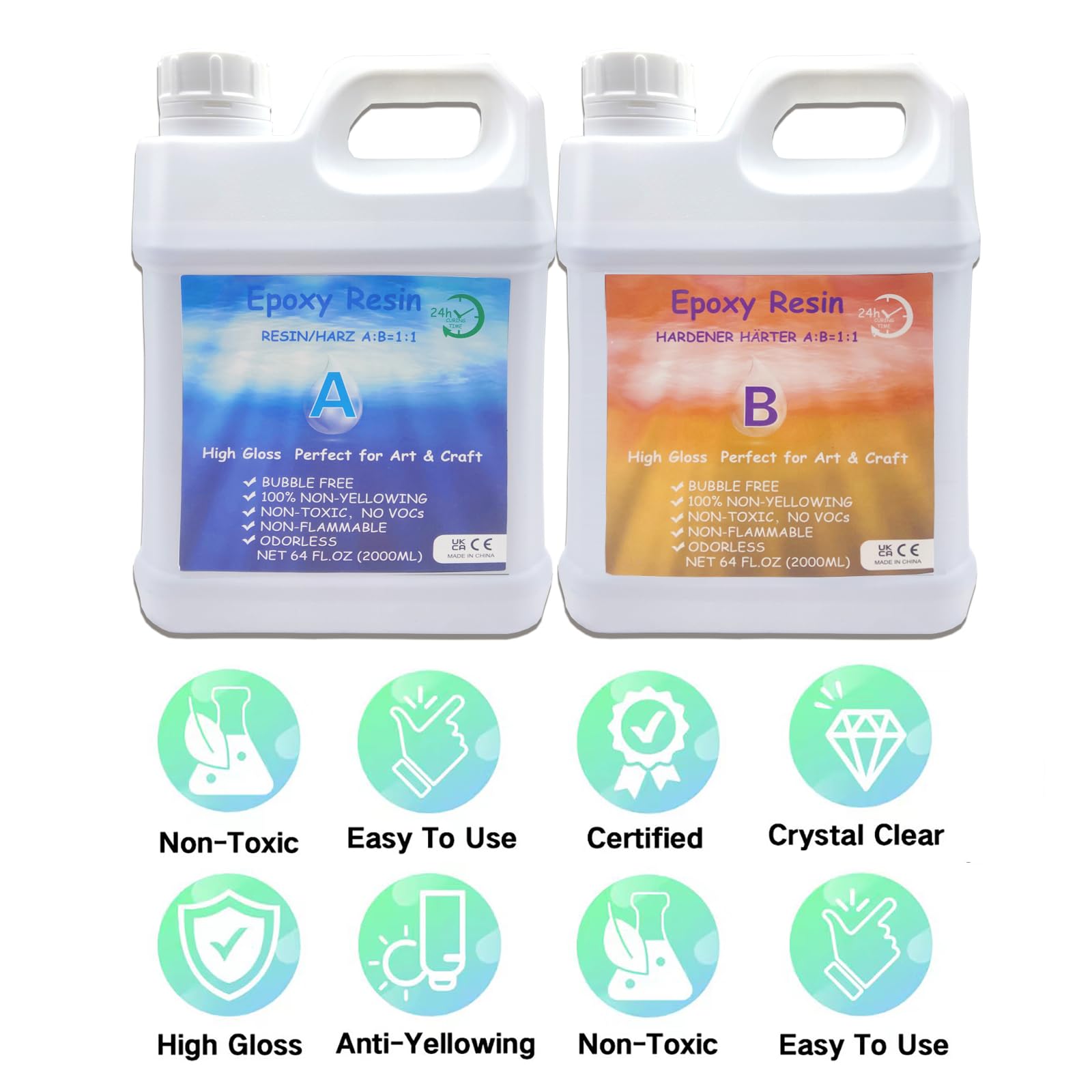 Résine èpoxy 4 Kg Resine Ultra Transparente pour Le Moulage Les Dessus de Table, la Fabrication de Bijoux et la décoration, l'art, l'artisanat, Les Tables de rivière