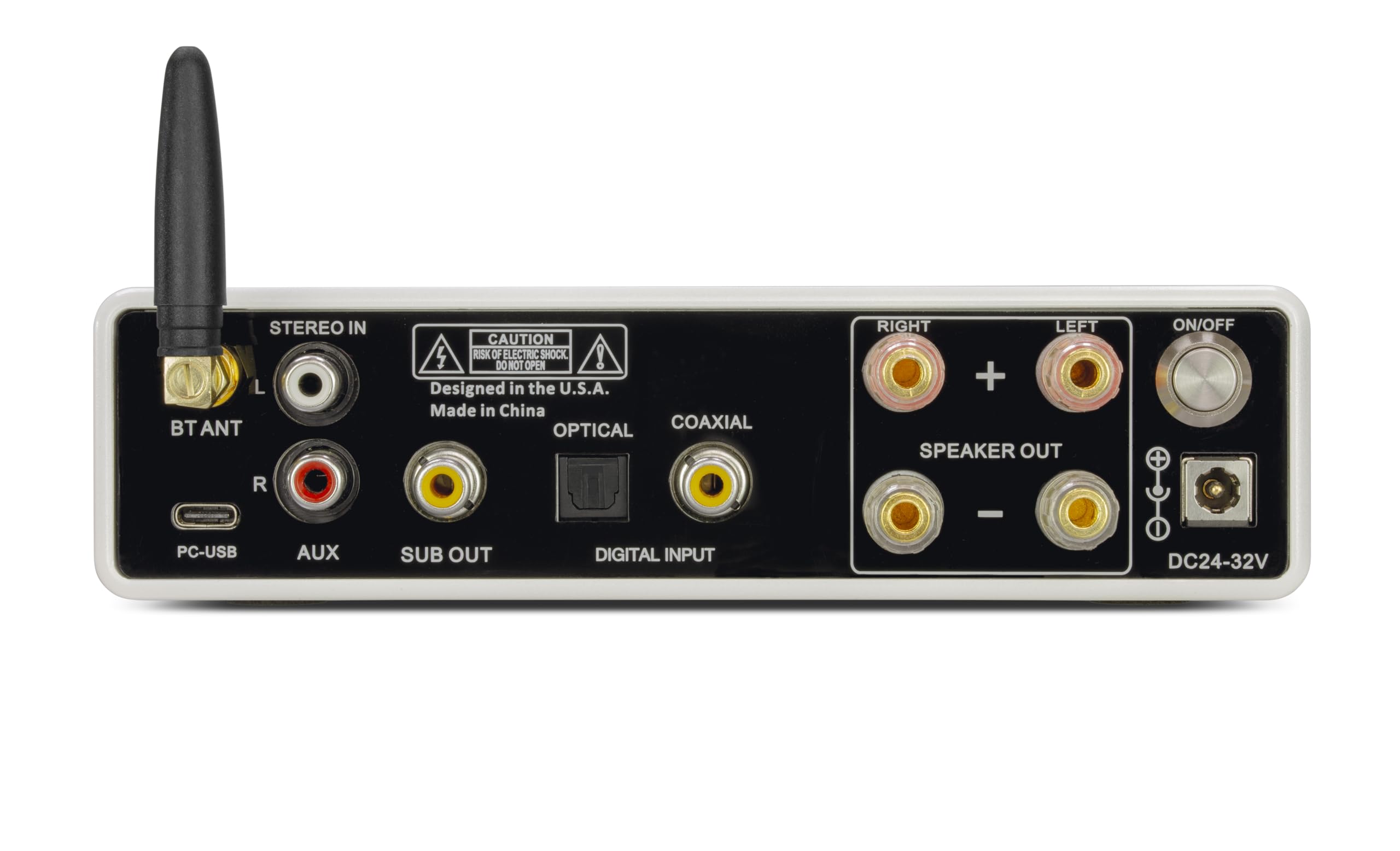 Dynavox DA-200 - Amplificador de Alta fidelidad, Compacto Amplificador Digital estéreo Clase D con BT 5.0, USB DAC, óptico y coaxial, Salida de subwoofer, Elegante Carcasa de Aluminio, Ideal para