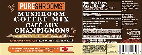 Miniatura 8 de PureShrooms Focus & Create - Café de hongos con Chaga & Lion's Mele. Para prosperar, energía, concentración, alivio del estrés, digestión e