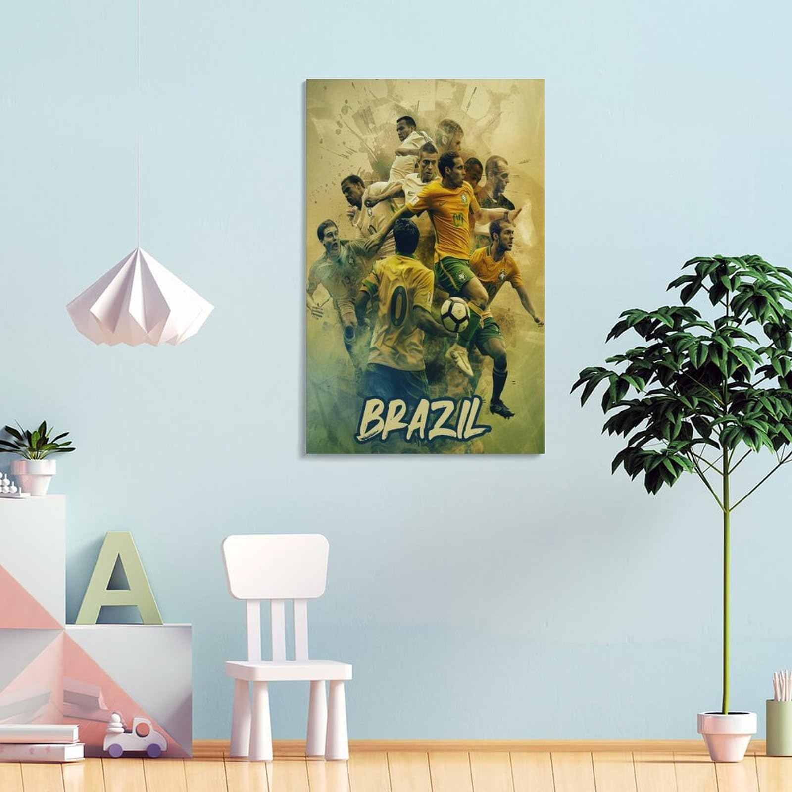 UTGN Poster della squadra di calcio del Brasile, su tela, vivace, decorazione artistica da parete per soggiorno e camera da letto, 40 x 60 cm