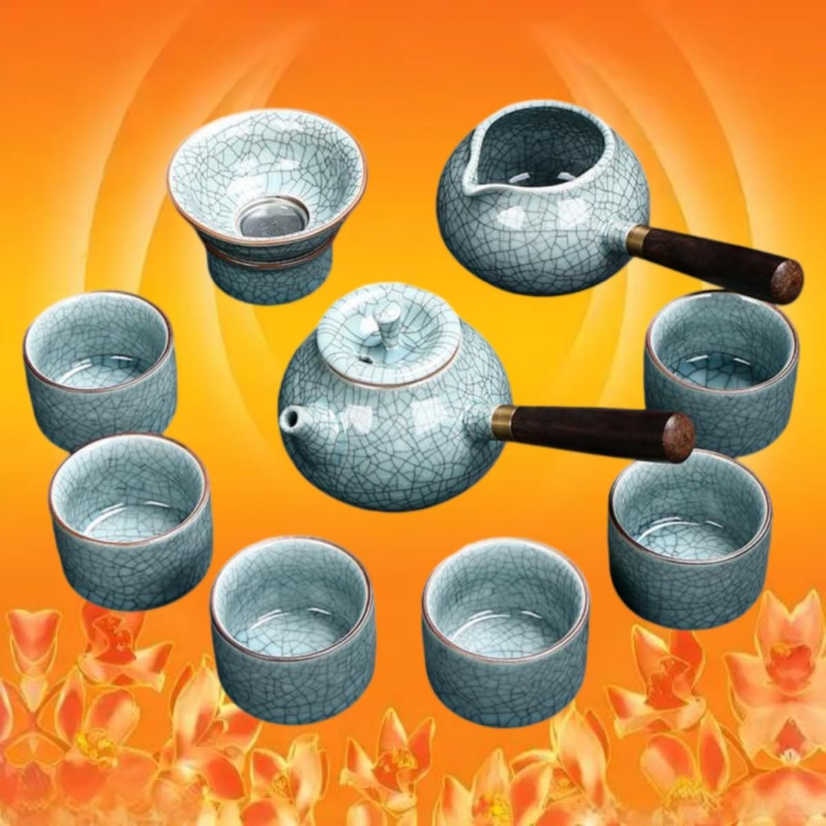 10头凝香侧把茶具 Glass Tea Cup,Ceramic cup Set,Zi Sha Tea Cup,Ceramic Teapot,Purple Clay Tea 2026新款中式现代简约功 Ceramic Coffee Mugs Set,Microwave & Dishwasher Safe,Gift for Man and Women