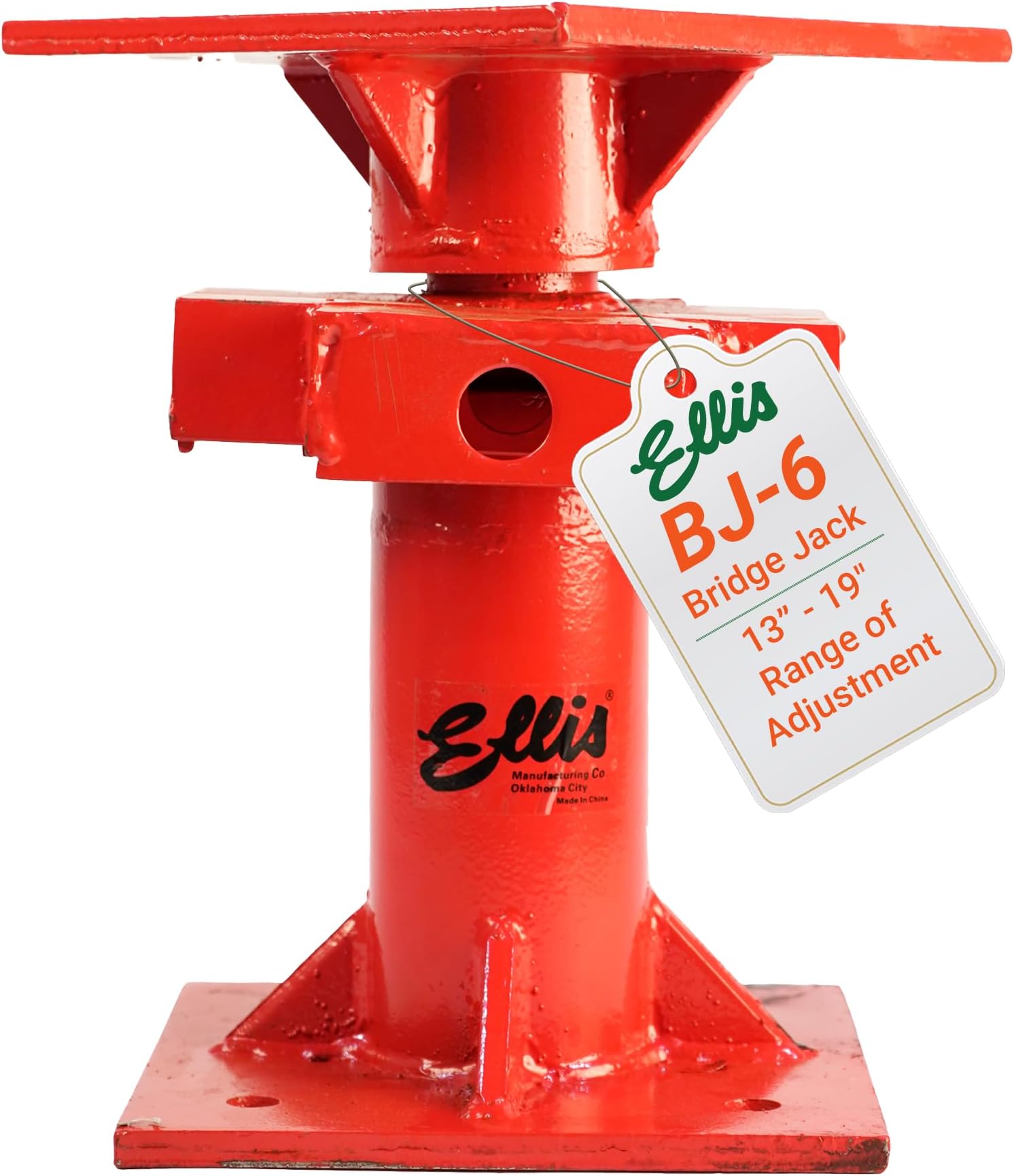 Ellis Bridge Jack - 13" to 19" Adjustable Range, 80,000 lb Safe Load Capacity, Acme Screw 2 1/2", Greased for Easy Turning, Extends 6"