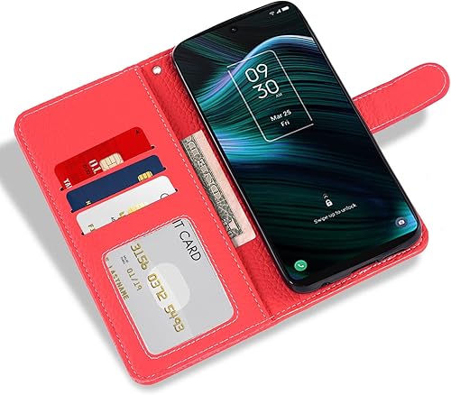 Miniatura 2 de Asuwish Funda para teléfono TCL Stylus 5G 2022 con protector de pantalla de vidrio templado y patrón de lichi, tarjetero y ranura para tarjetero,