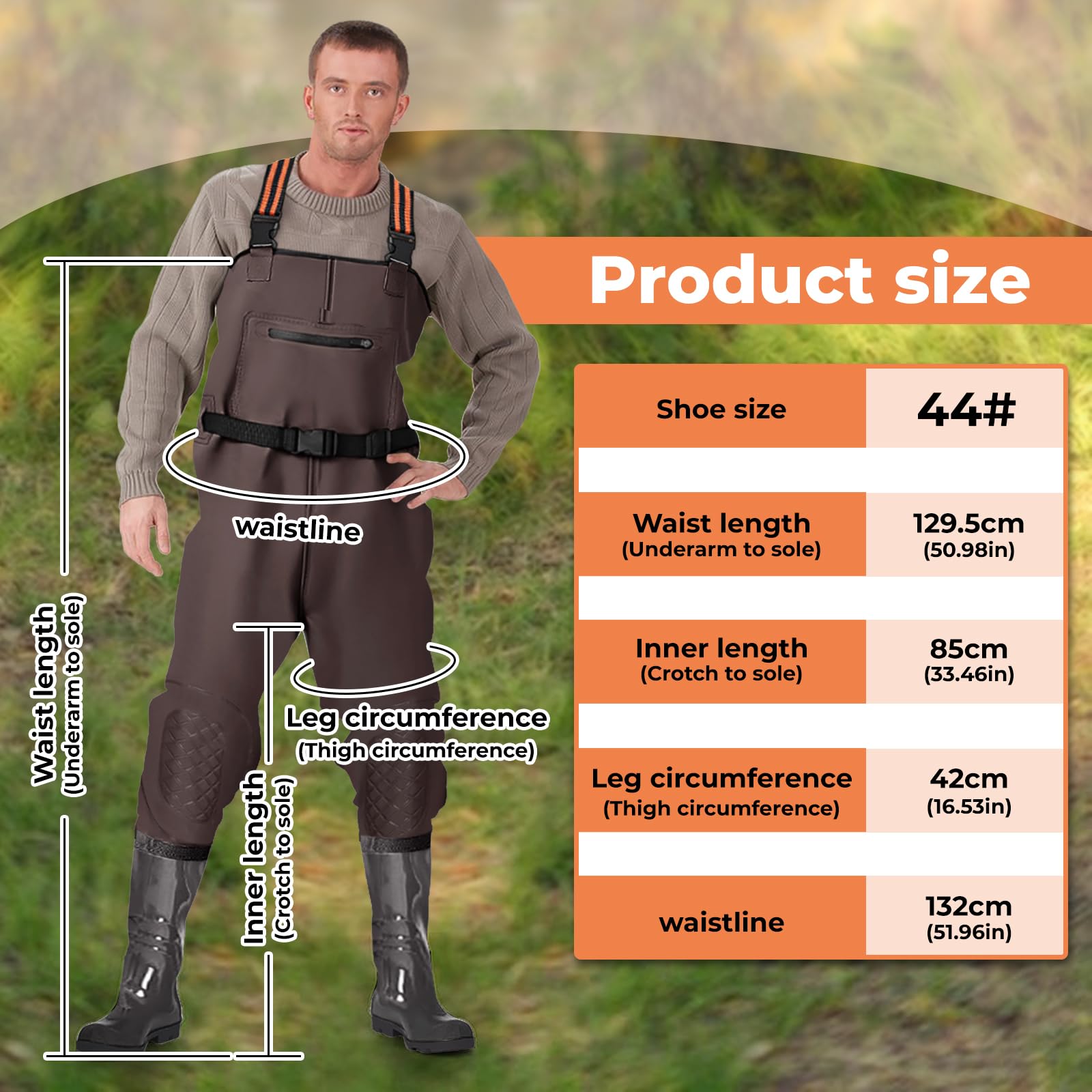 Simsky wasserdichte Wathose mit Stiefeln, Verstellbare Riemen, Atmungsaktiv, für Angeln und Baustellen