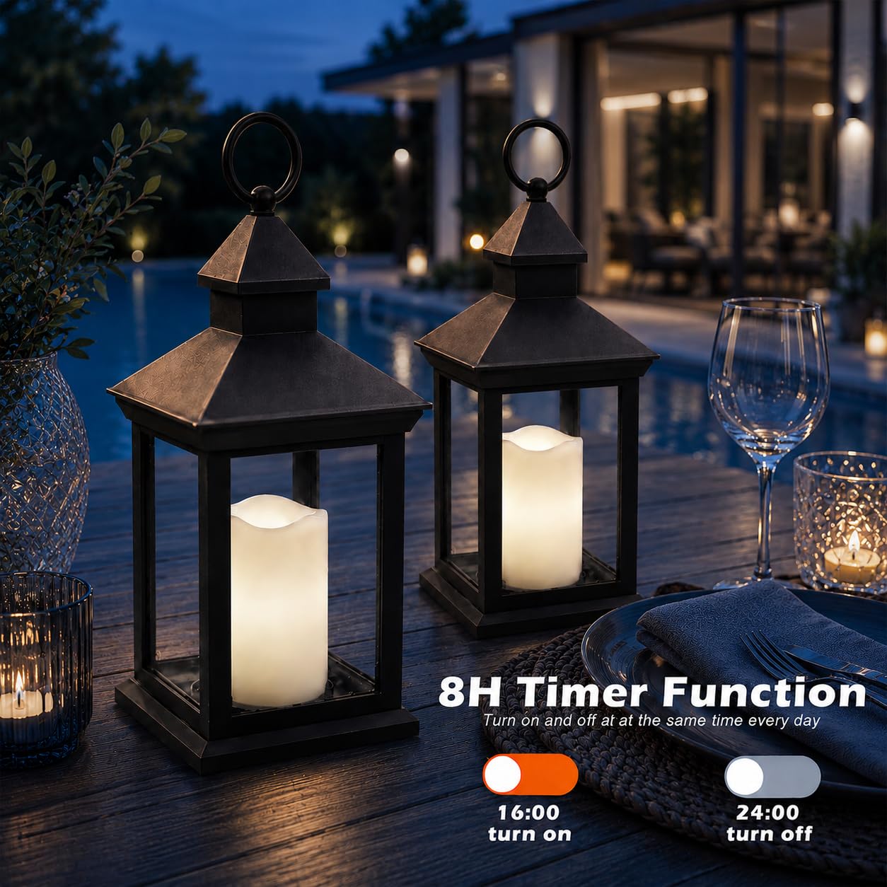 Lot de 2 lanternes LED à piles de 35,6 cm