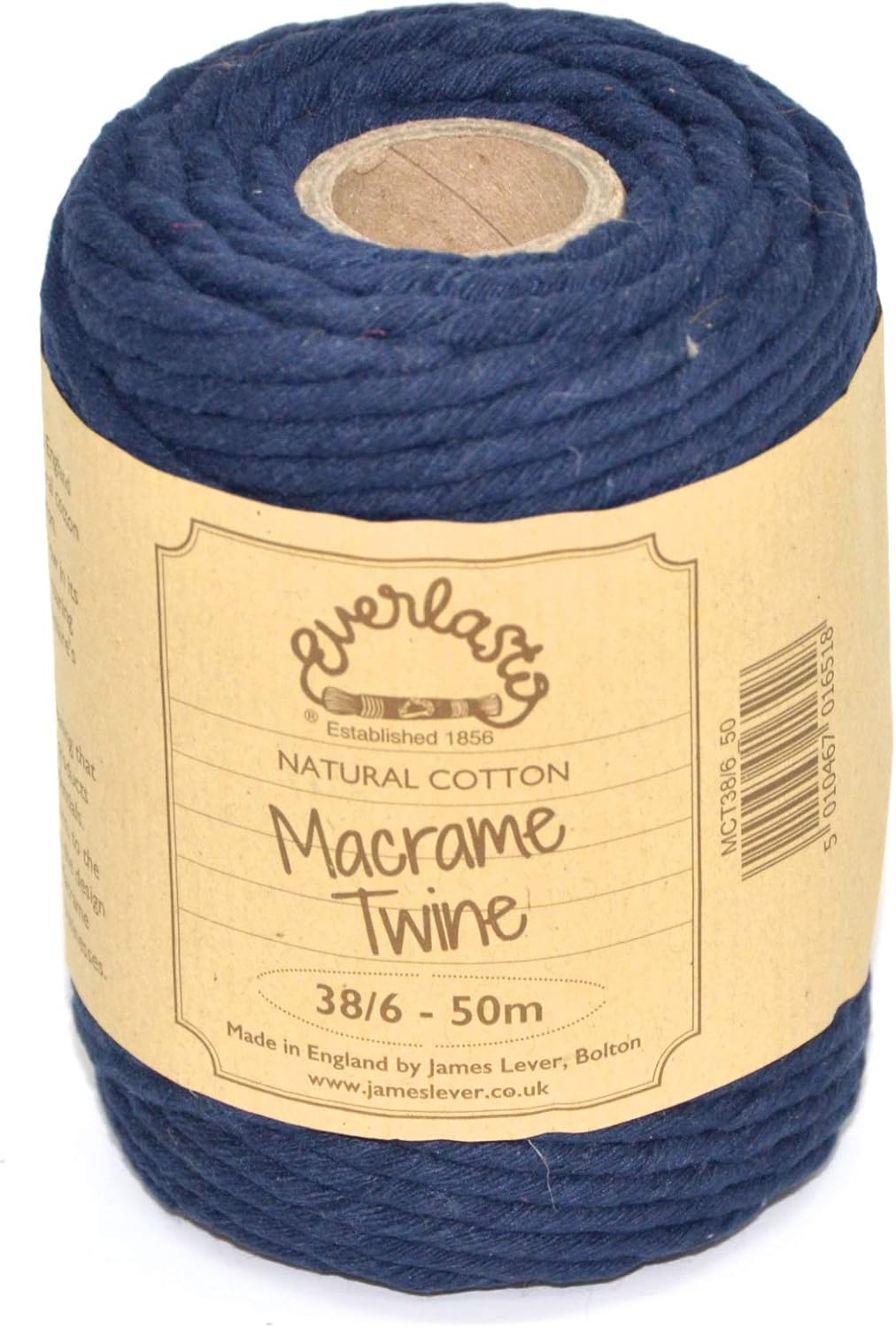 50M Spools Everlasto Single Twist Soft Cotton Coloured Macrame Craft Twine 38/6 (4mm Approx