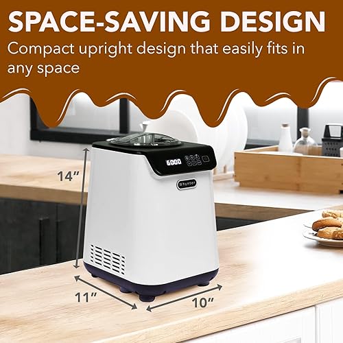 Miniatura 6 de Whynter ICM-128WS - Máquina automática vertical para helados, capacidad de 1.28 cuartos de galón con compresor integrado, sin precongelación,