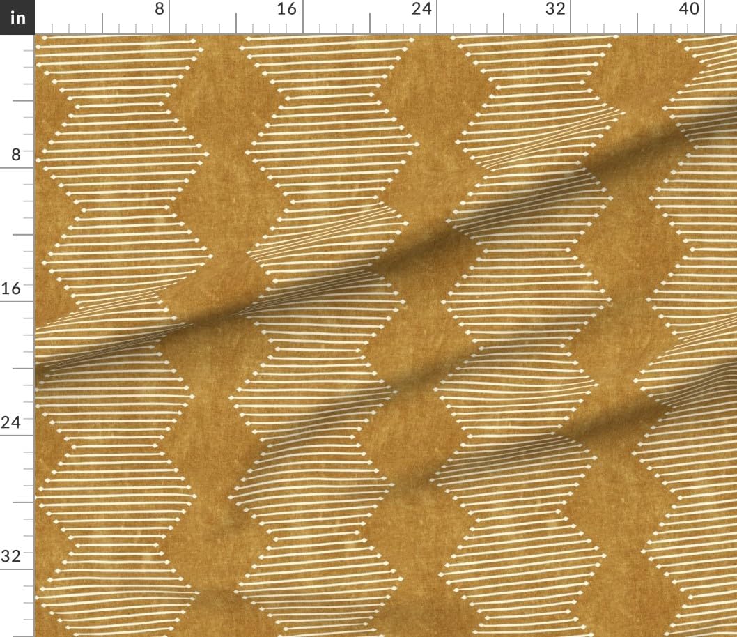 Spoonflower Fabric - Geometric Chevrons Mustard Gold Weathered Southwestern Boho Tribal Printed on Petal Cotton Fabric Fat Quarter - Sewing Quilting Apparel Crafts Decor