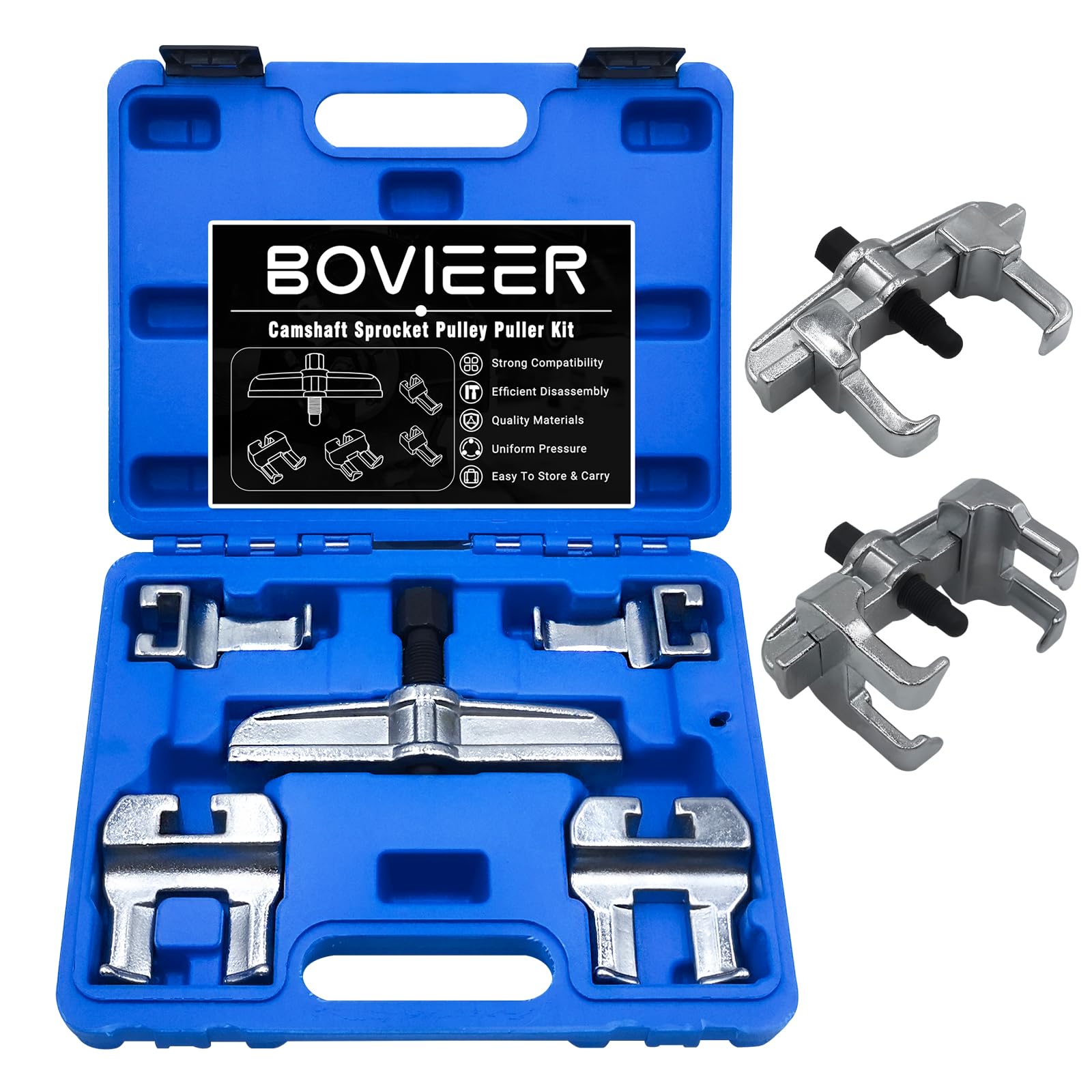 BOVIEER Camshaft Sprocket Pulley Puller Kit Compatible with VW Audi V6 V8 Engines, Cam Sprocket Pulley Removal Tool Set Replace T40001