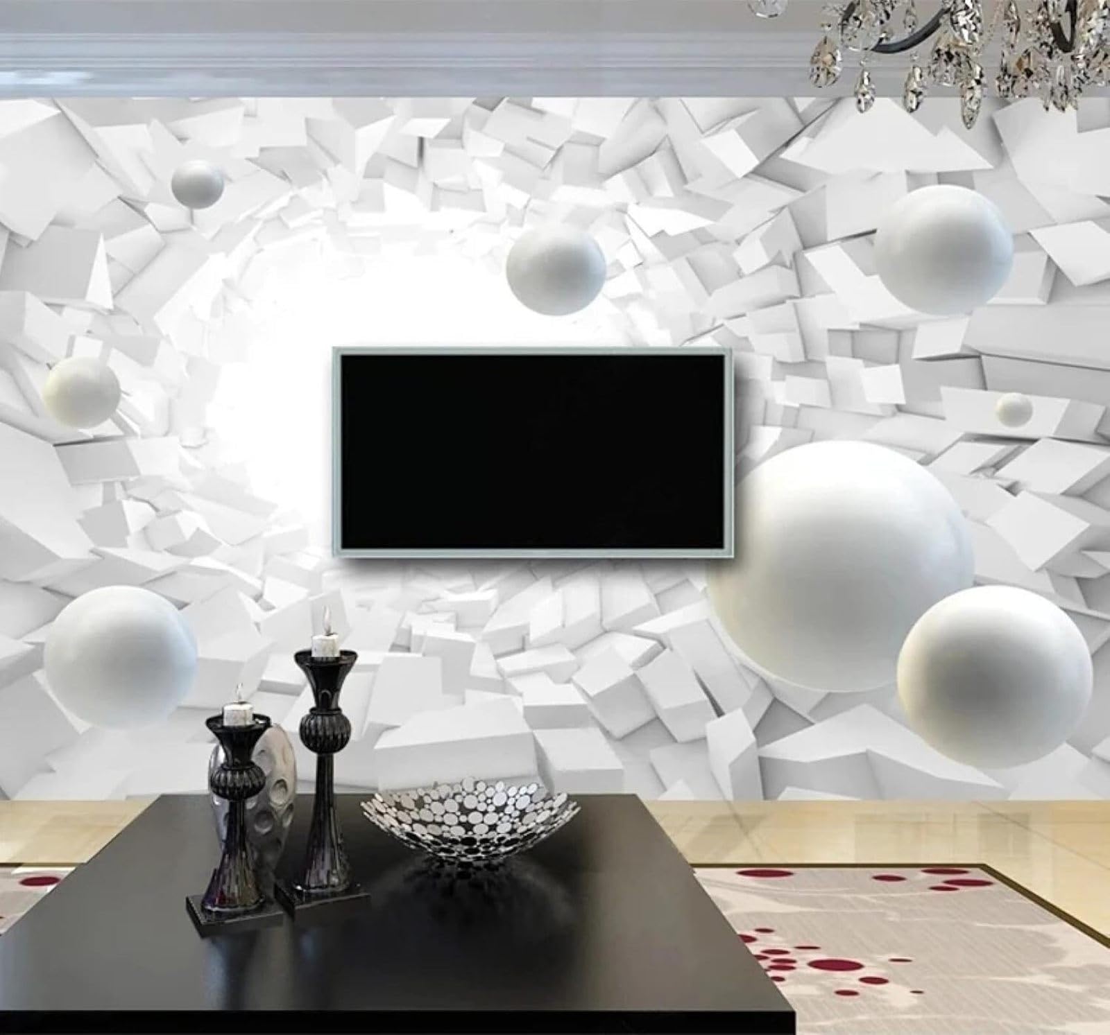 XLMING Three Dimensional Sphere Abstract Tunnel Spatial Extension 3D Wallpaper Luxury Silk Study Dining Feature Sofa Grey Bedroom Living Room Tv Decorative Wall-300cm×210cm
