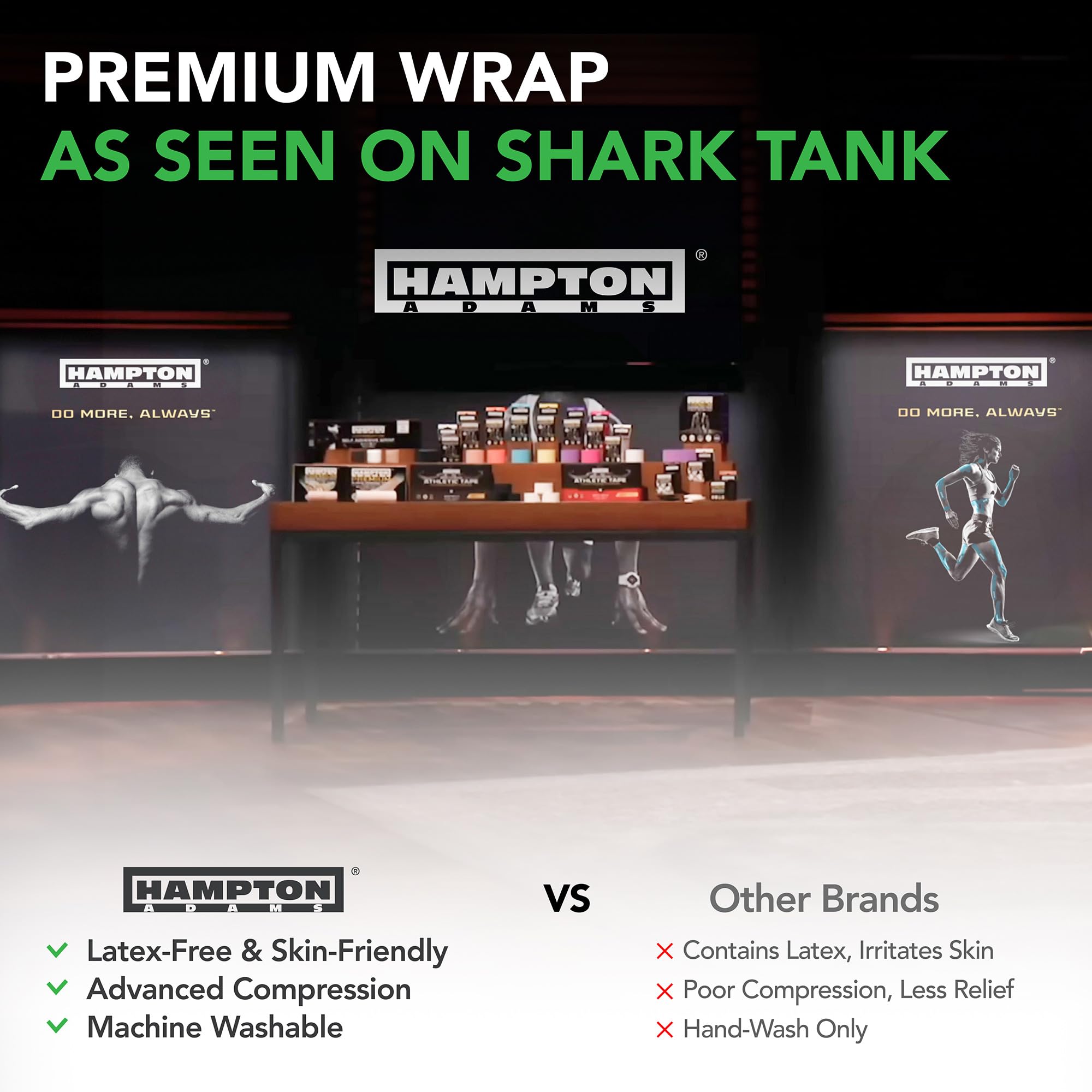 Hampton Adams | As Seen on Shark Tank | Original Elastic Bandage Wrap (6-Pack) | Multiple Sizes Package | Self Closing Latex-Free Cotton Compression Bandage | Sprains Calf Ankle & Foot (Hook and Loop)