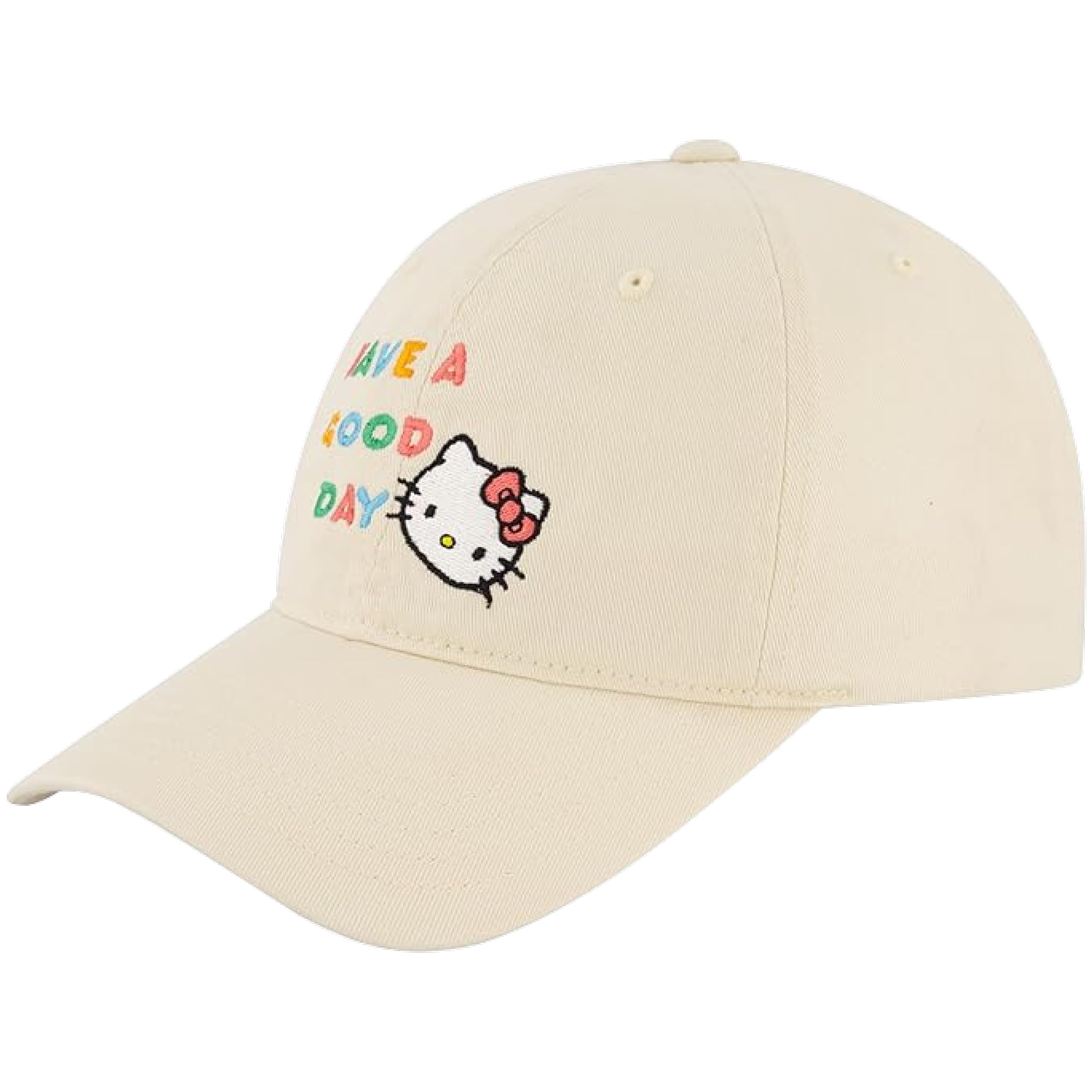 Hello Kitty Baseball Cap Adjustable Cotton Dad Hat with Curved Brim Have a Good Day Khaki One Size