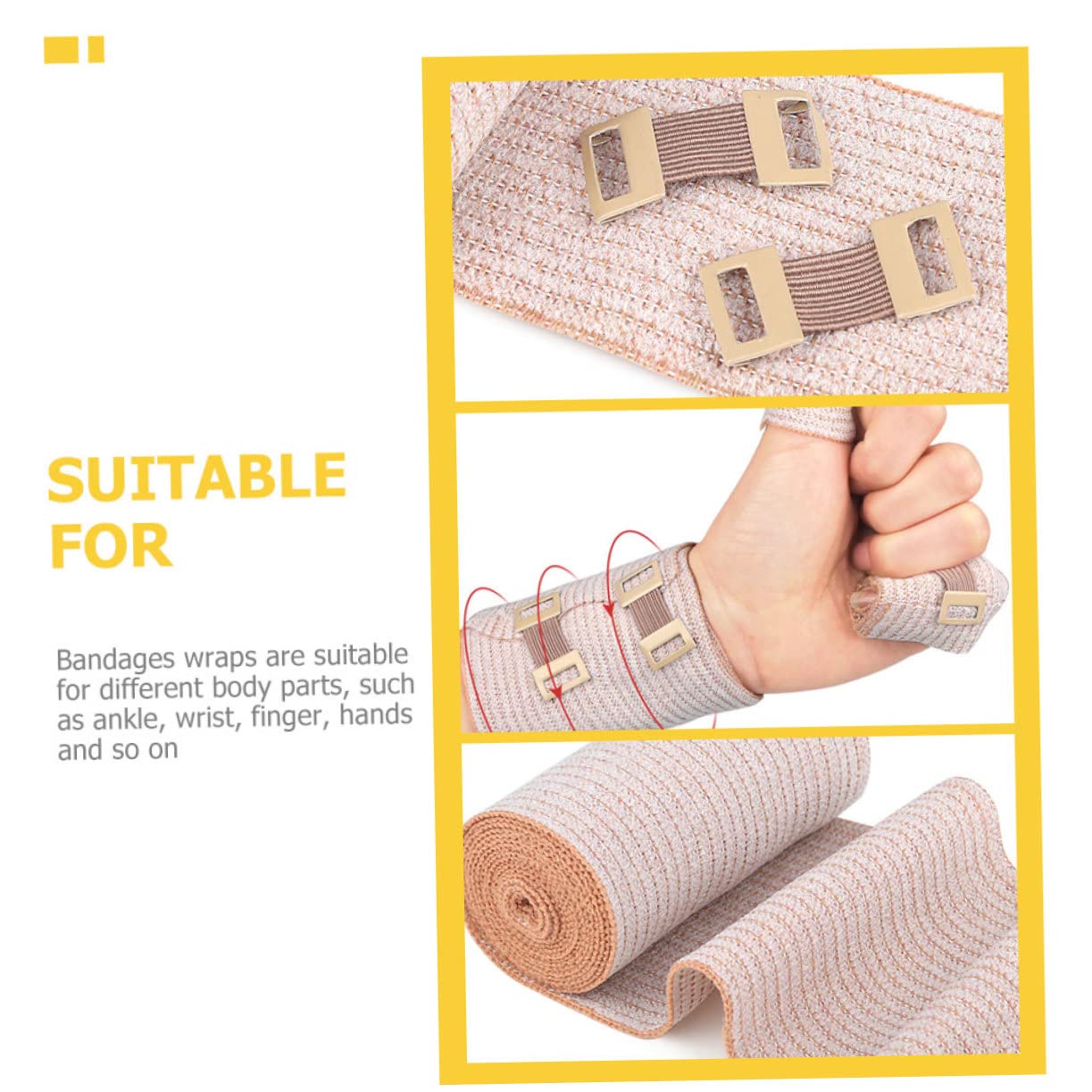 Gogogmee 2 Rolls Striped Bandage Tape for Wounds Sport Thigh Compression Injury Bandage Care Products Compressed Gauze Aluminum Buckle