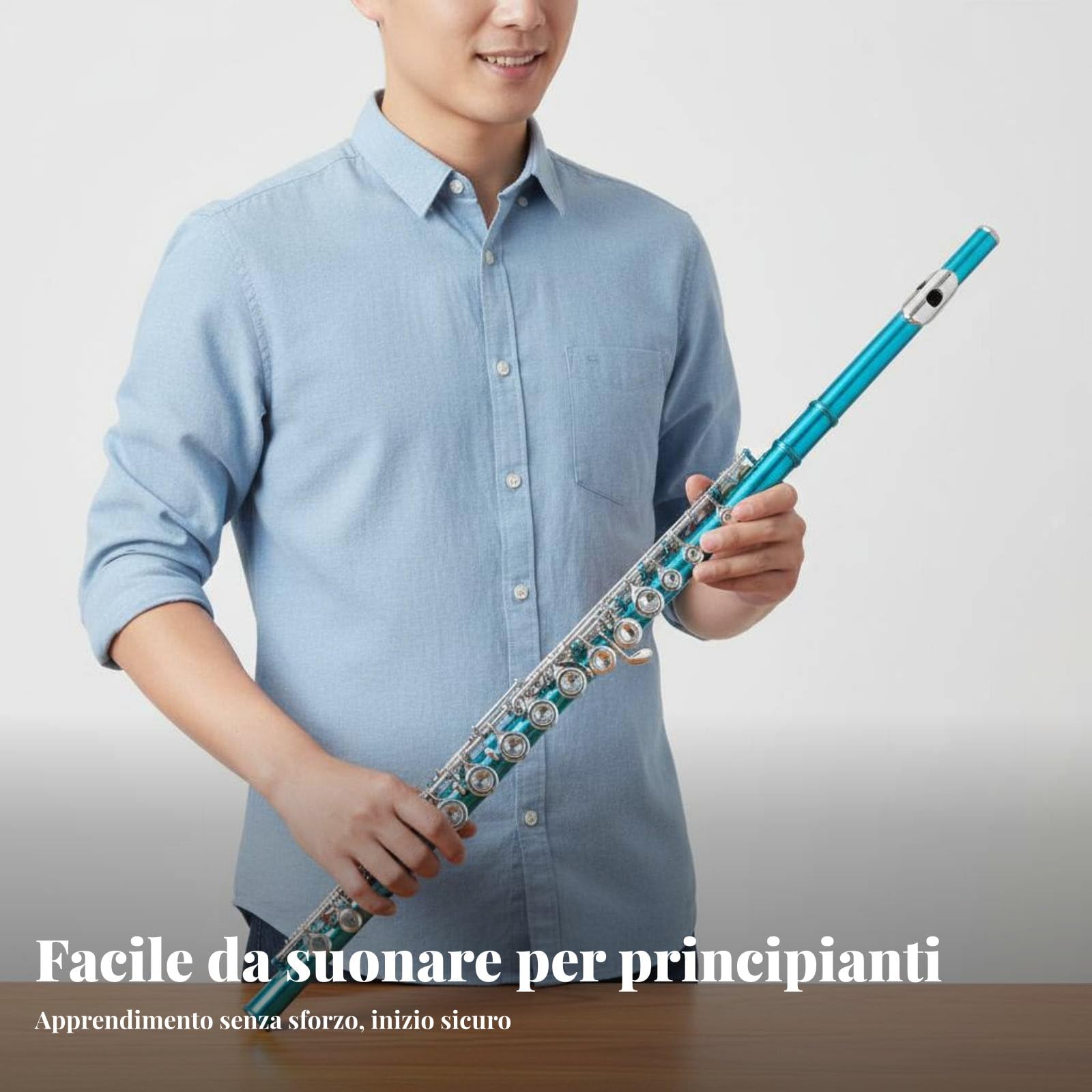 Flauto Traverso Placcato con 16 Chiavi Offset Cupronickel Imboccatura Ergonomica Accessori Incluso Manutenzione Facile Adatto per Allievi Musica Banda Pratica, Nero